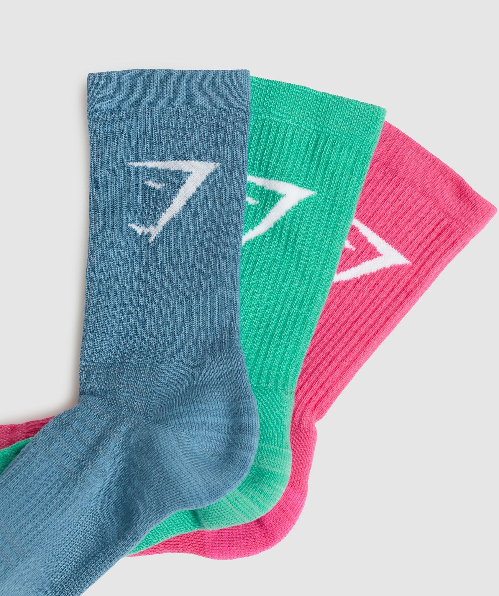 Crew Socks 3pk in Blue/Green/Fuchsia - view 2