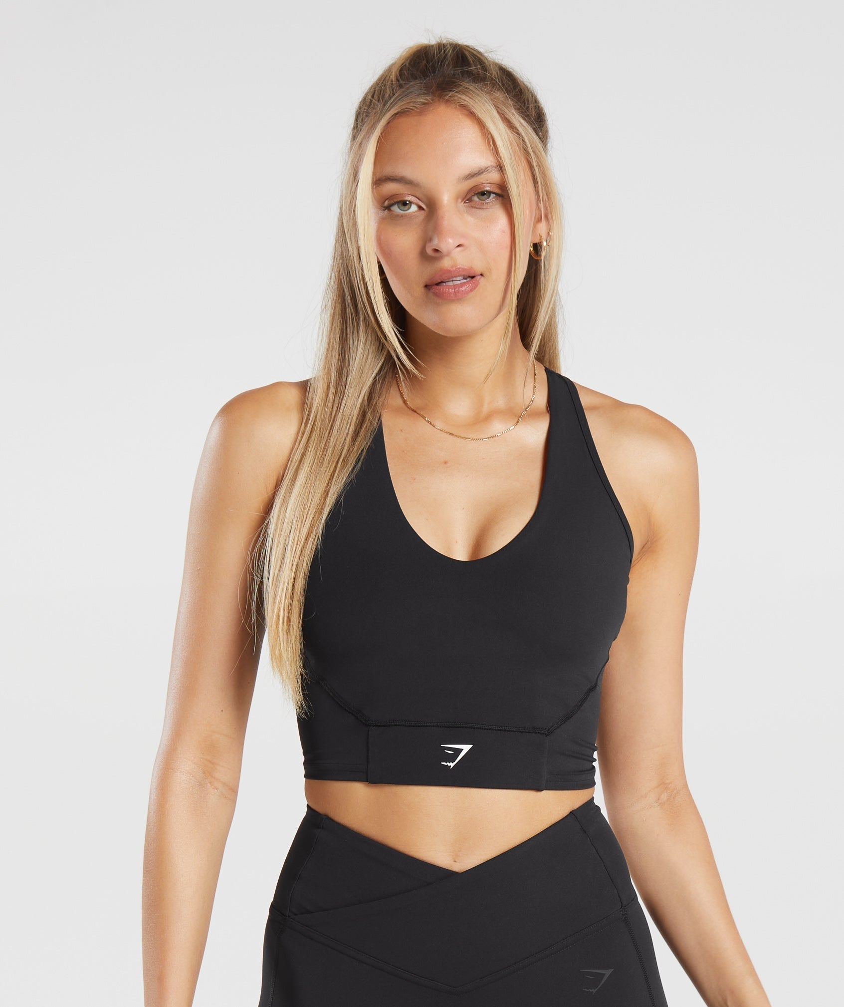 Crop Mesh Tank in Black