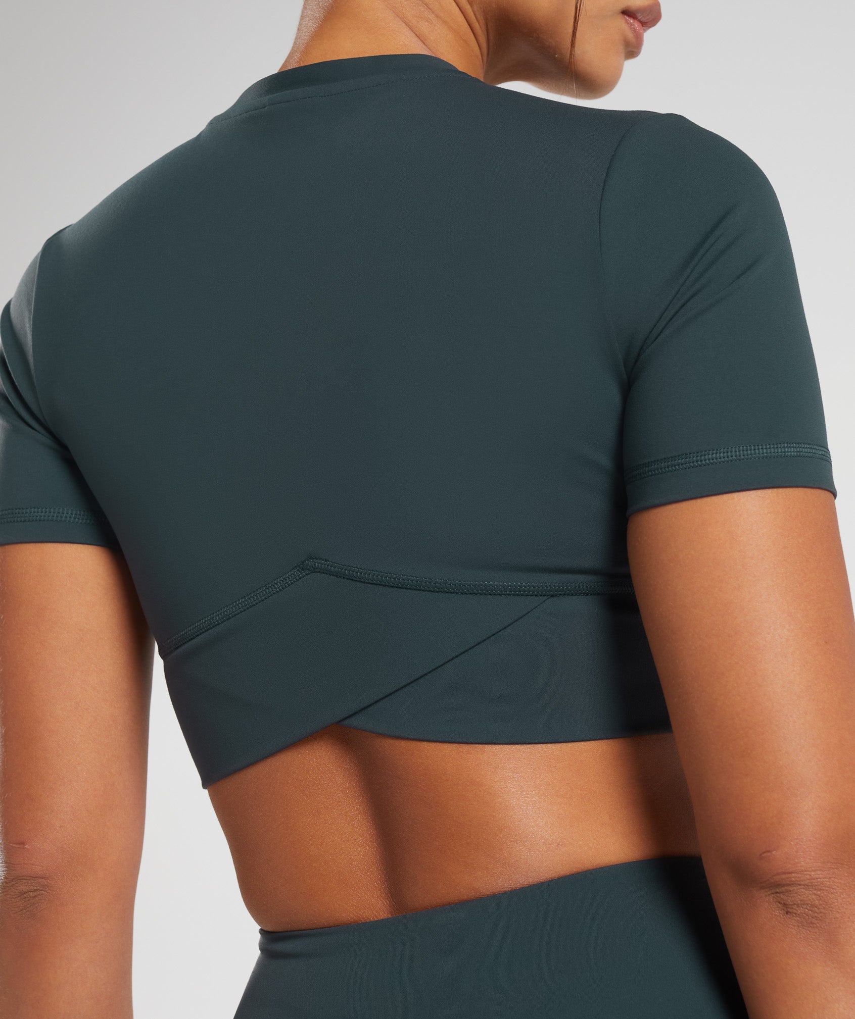 Crossover Crop Top in Darkest Teal - view 5