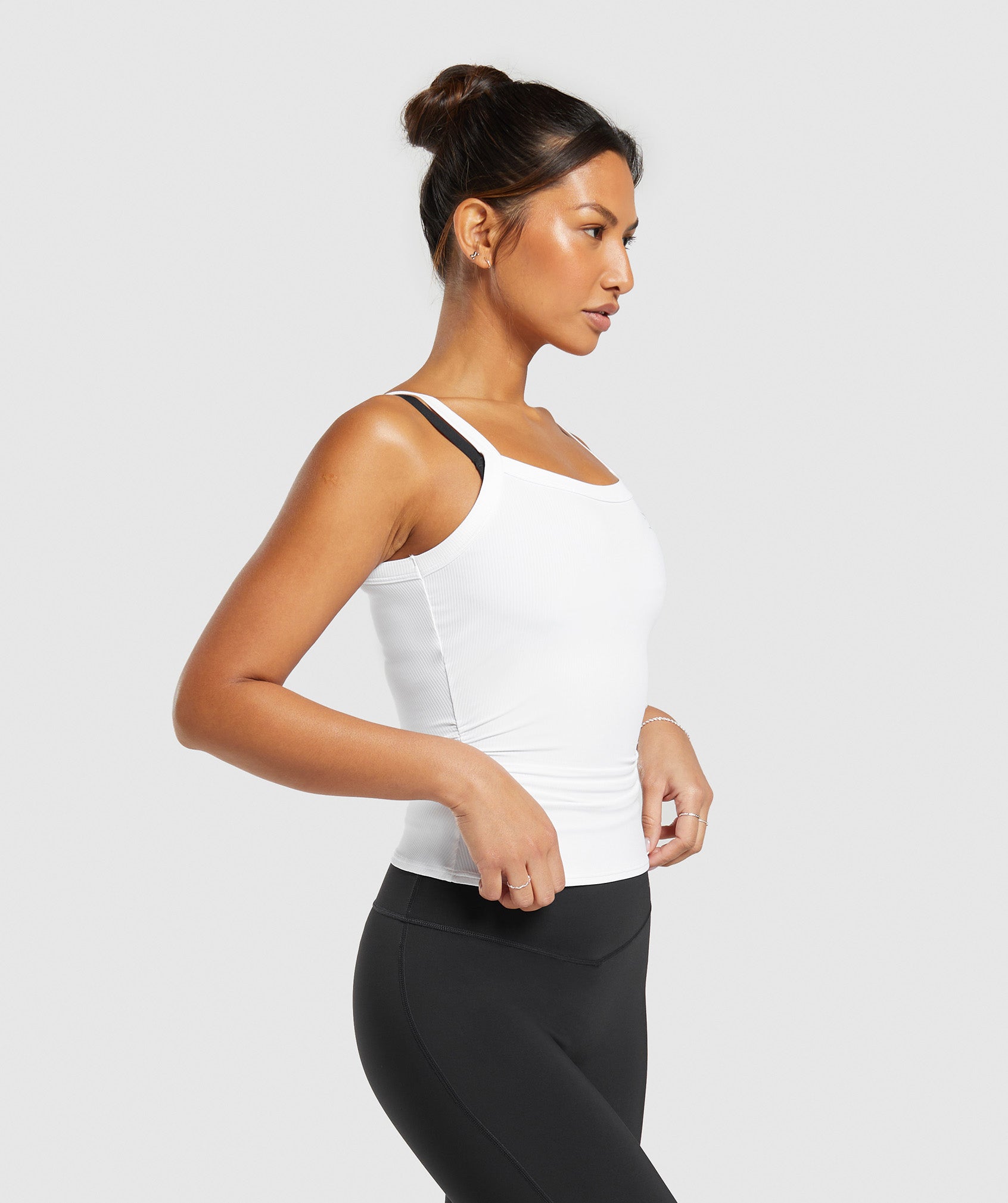 Elevate Ruched Tank in White - view 3