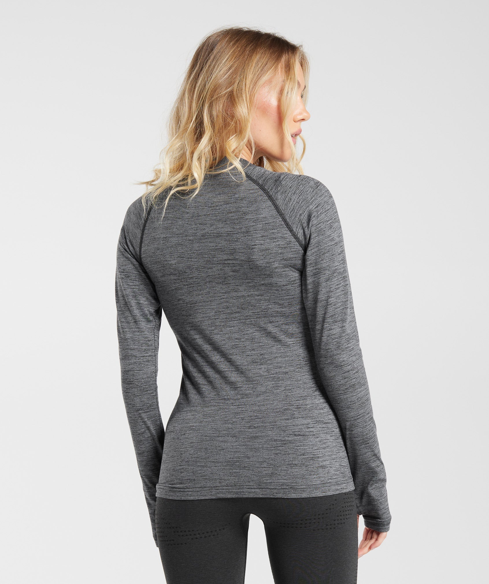 Fleece Lined Long Sleeve Top in Black/Pitch Grey - view 2