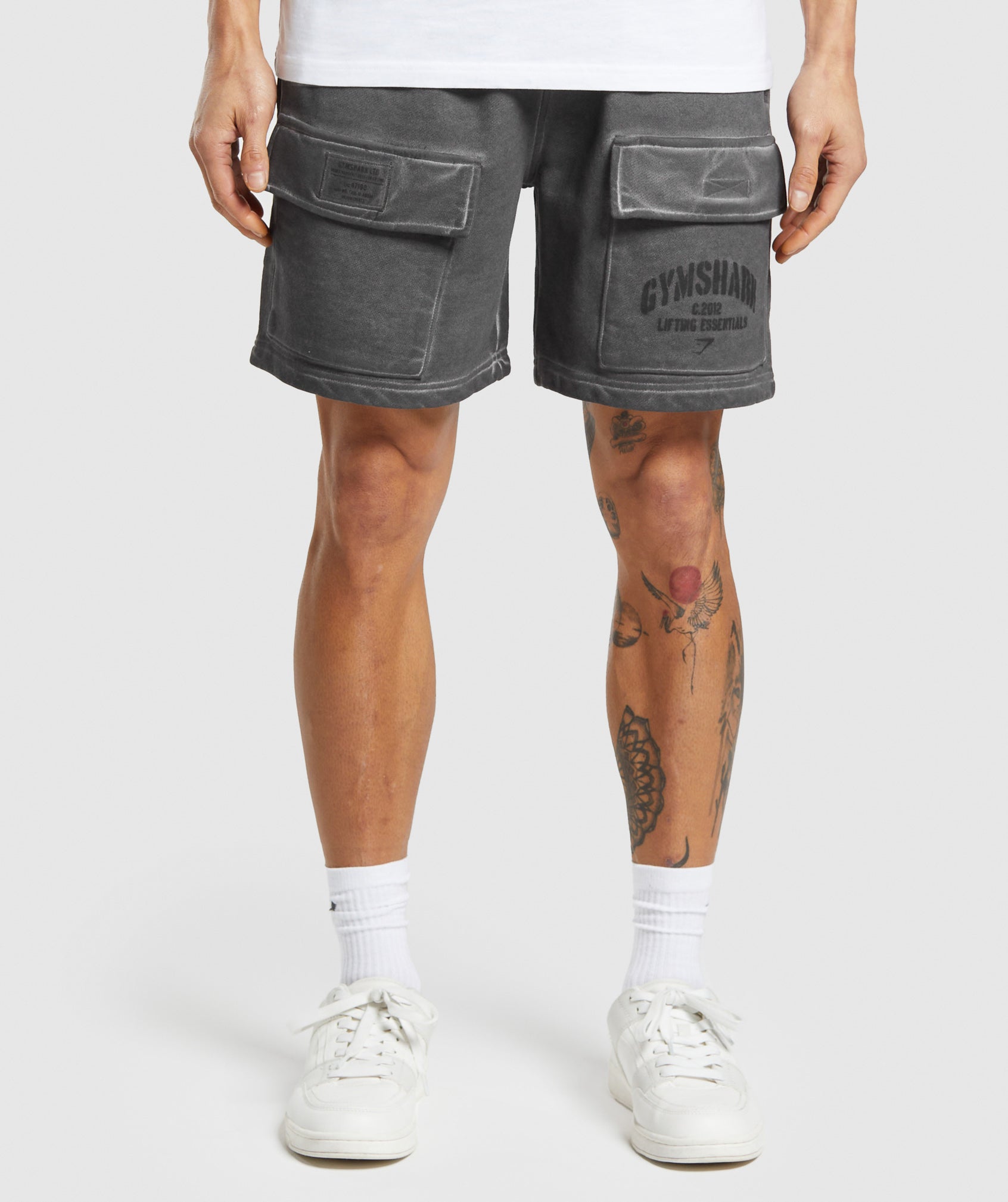 Heavyweight Washed Cargo Shorts in Black