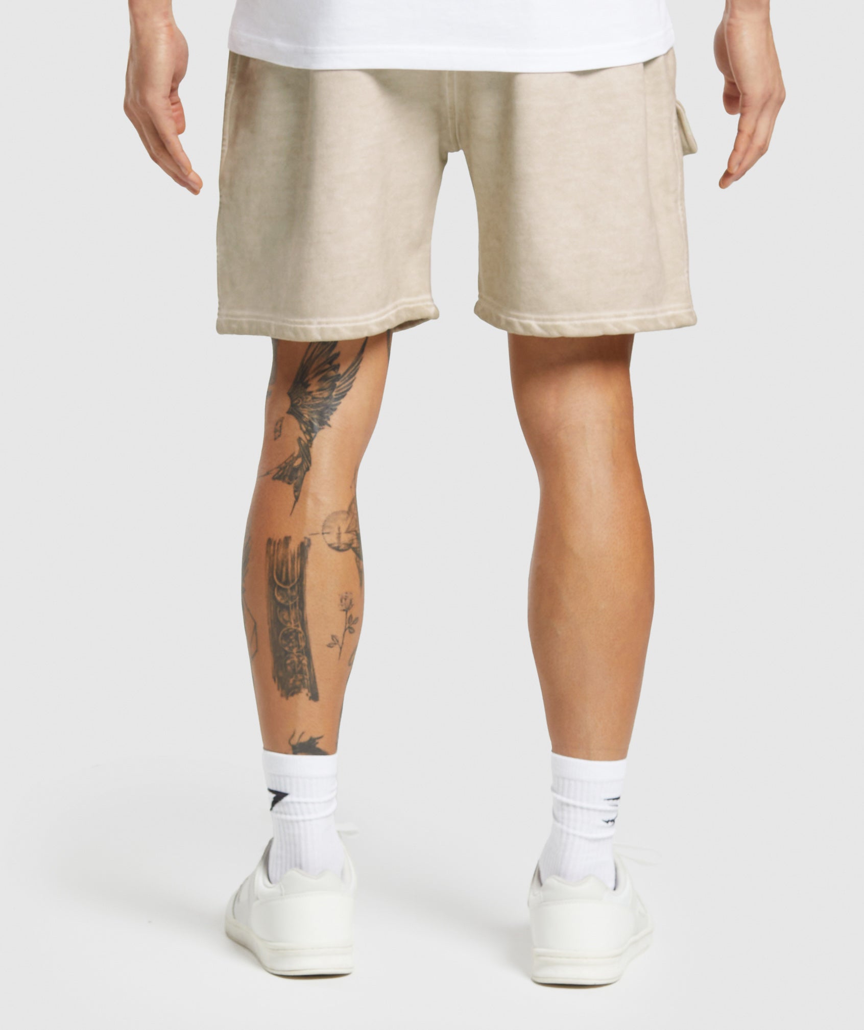 Heavyweight Washed Cargo Shorts in Pebble Grey - view 2