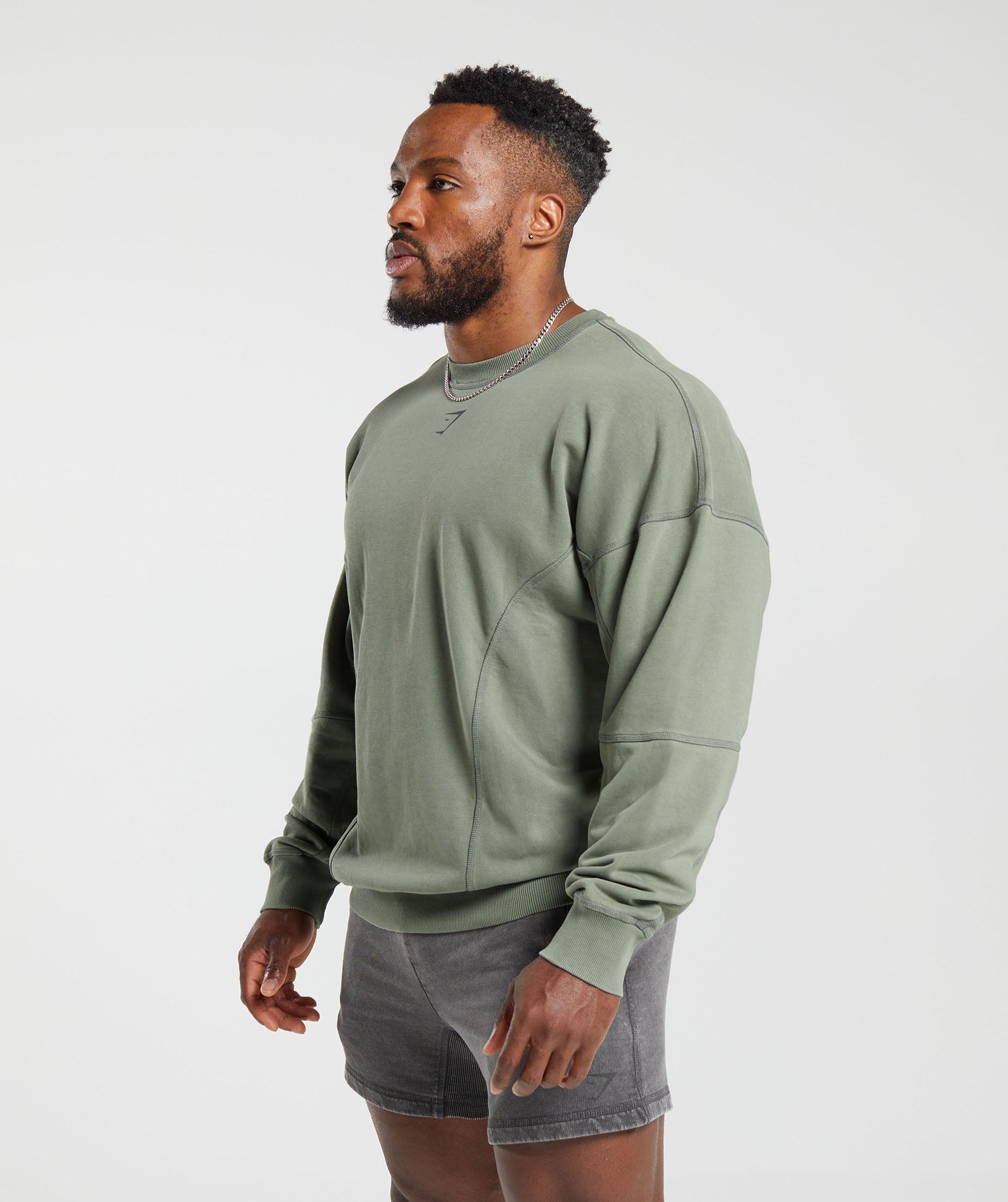 Heritage Washed Crew in Dusk Green - view 3