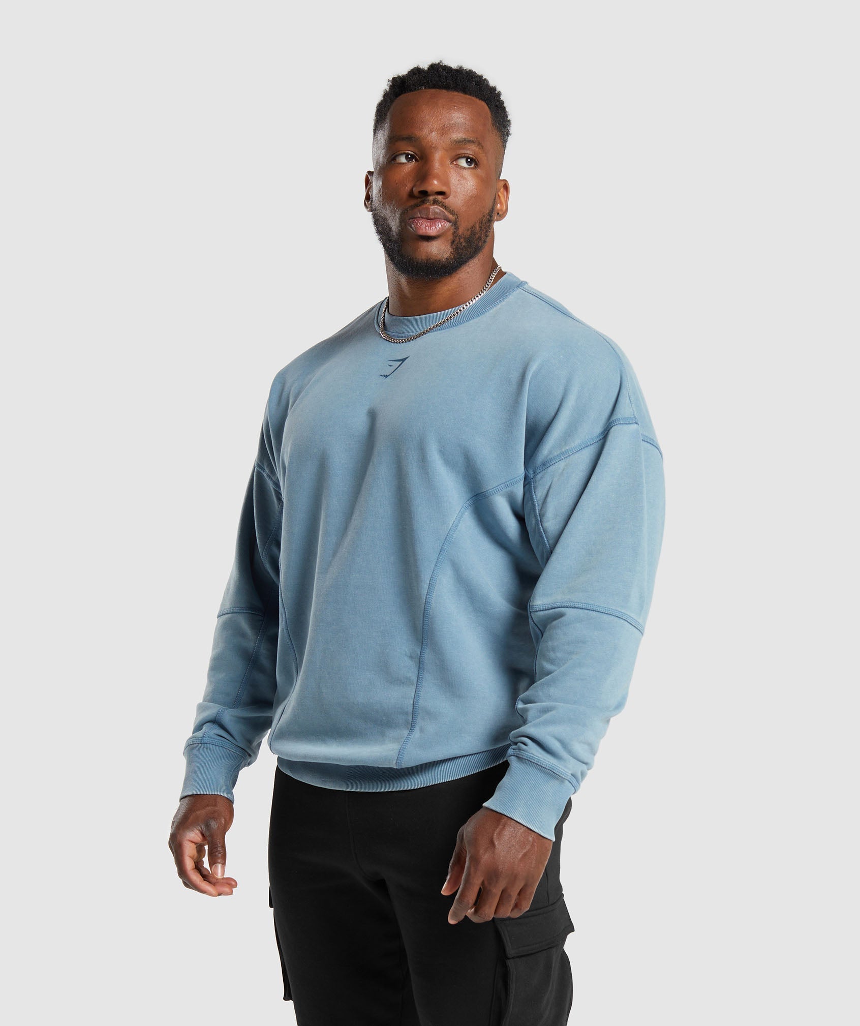 Heritage Washed Crew in Faded Blue - view 3