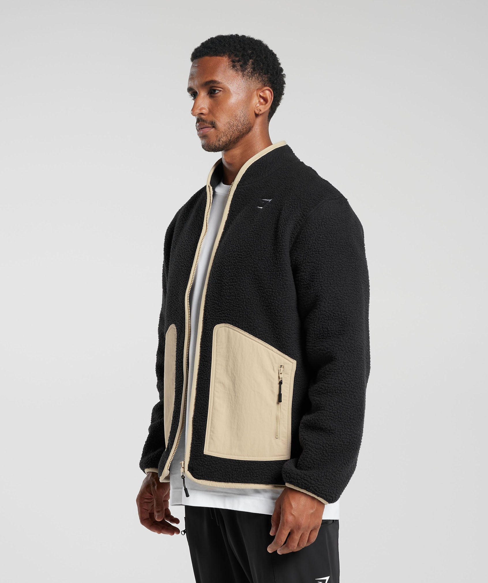 Holt M Textured Fleece in Black/Desert Beige - view 3