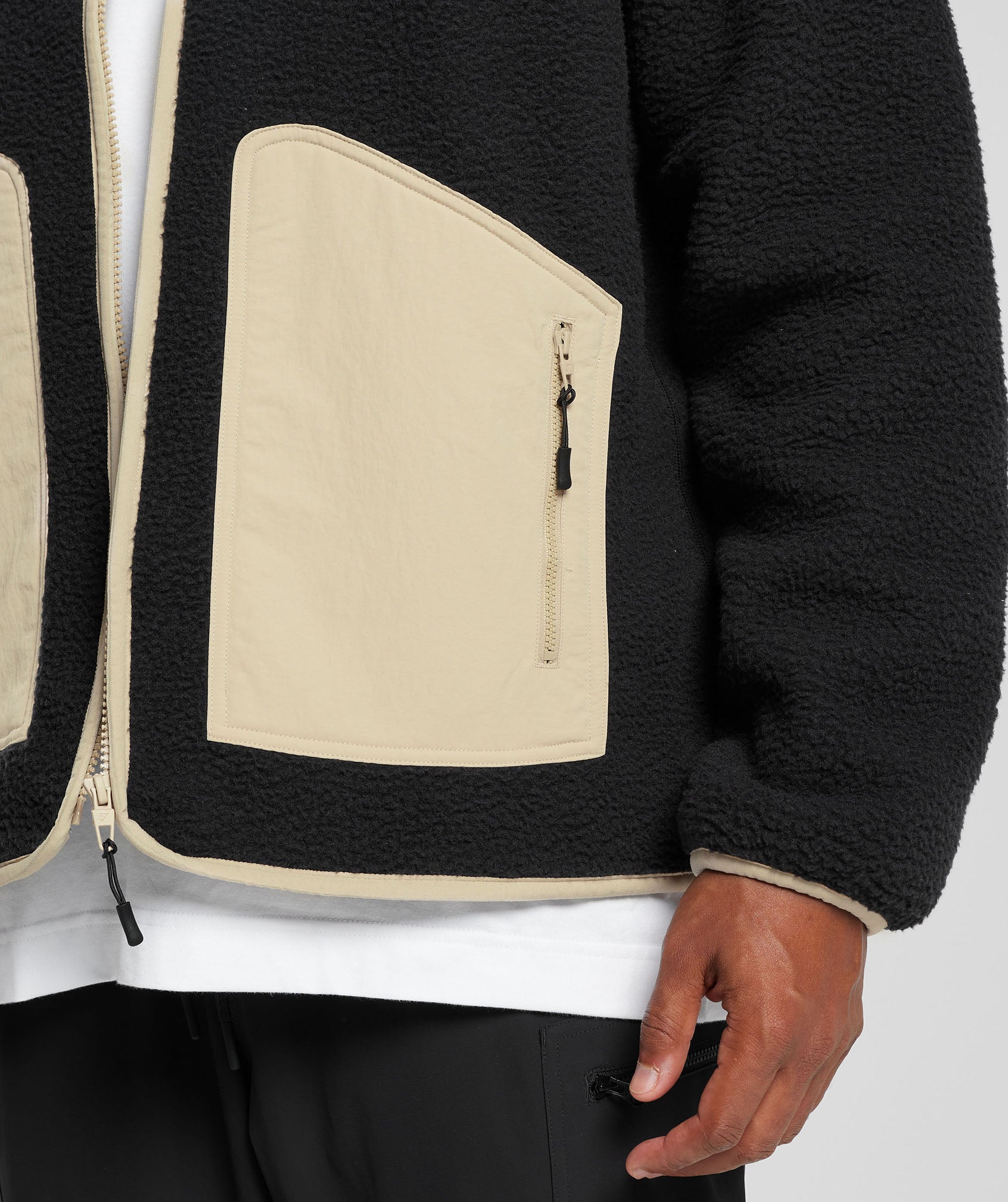 Holt M Textured Fleece in Black/Desert Beige - view 6