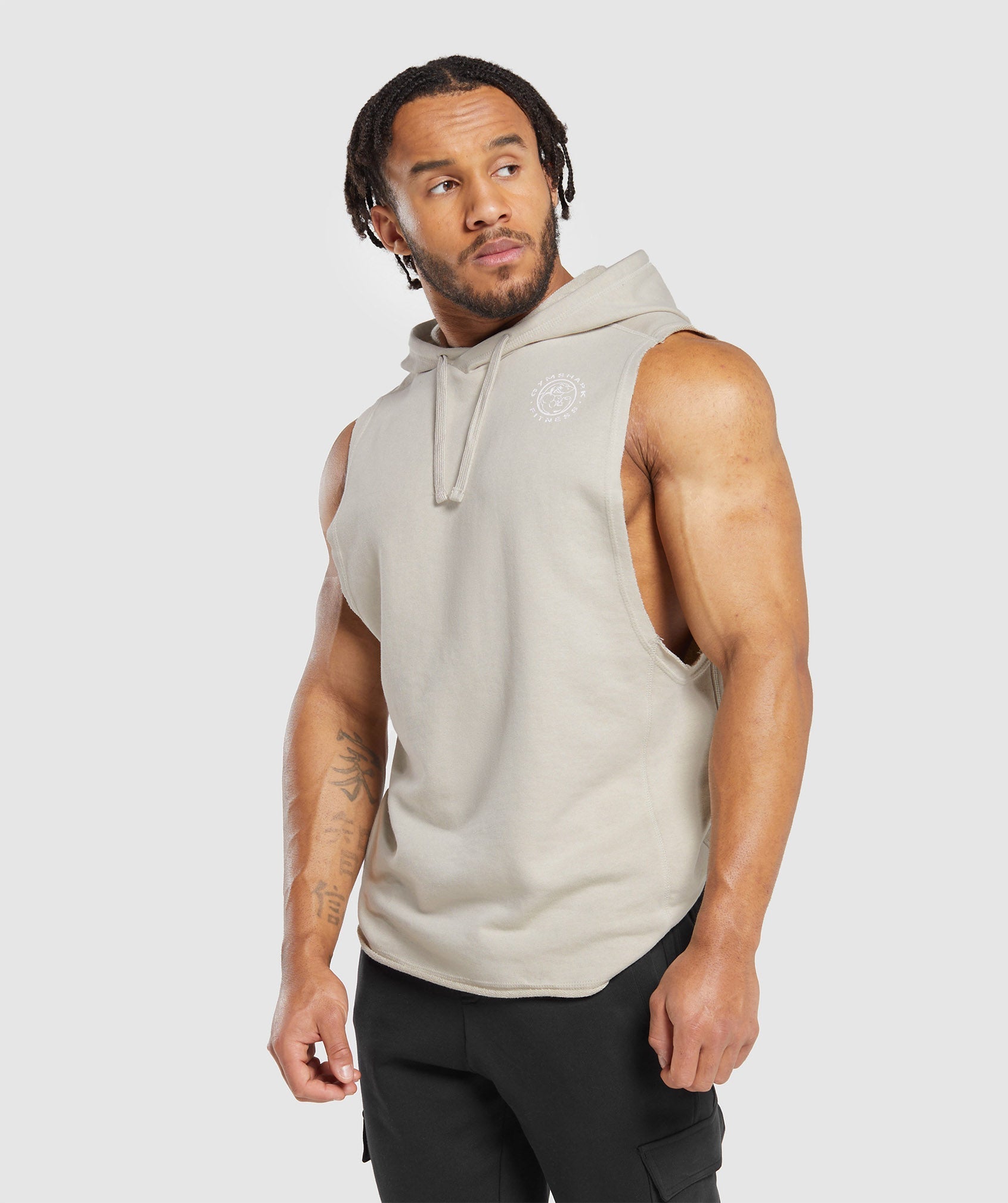 Legacy Drop Arm Hoodie in Pebble Grey - view 3