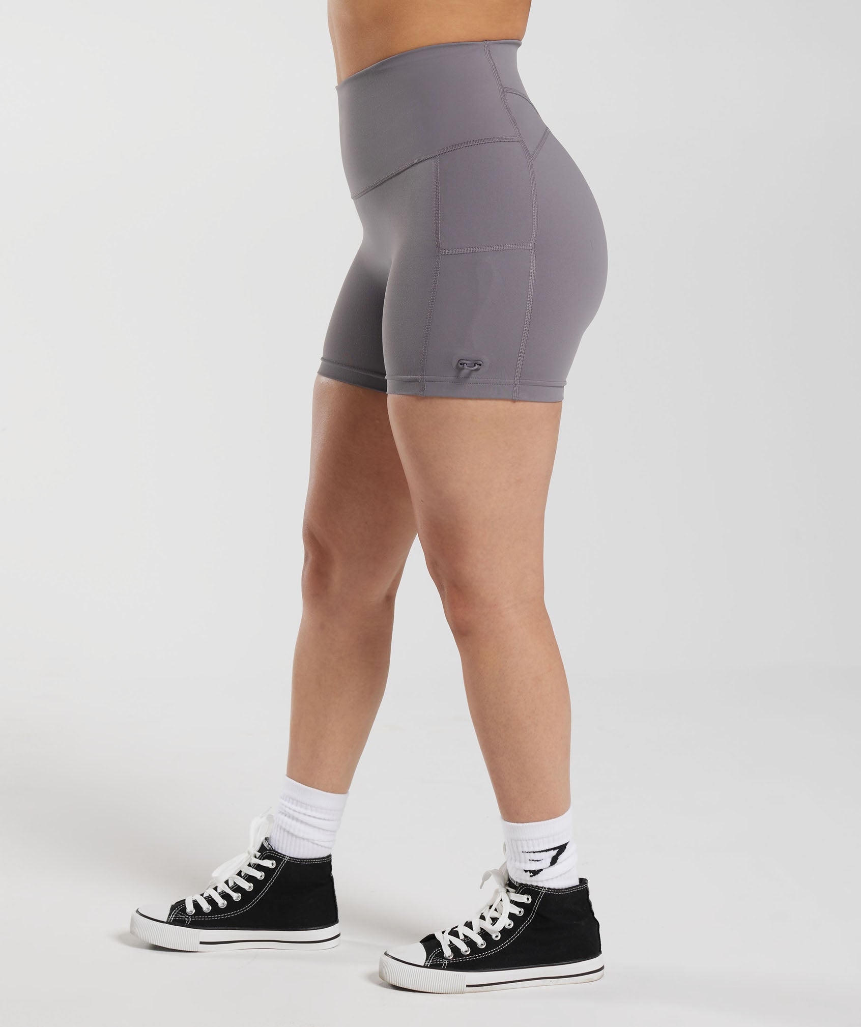 Legacy Ruched Tight Shorts in Titanium Grey - view 3