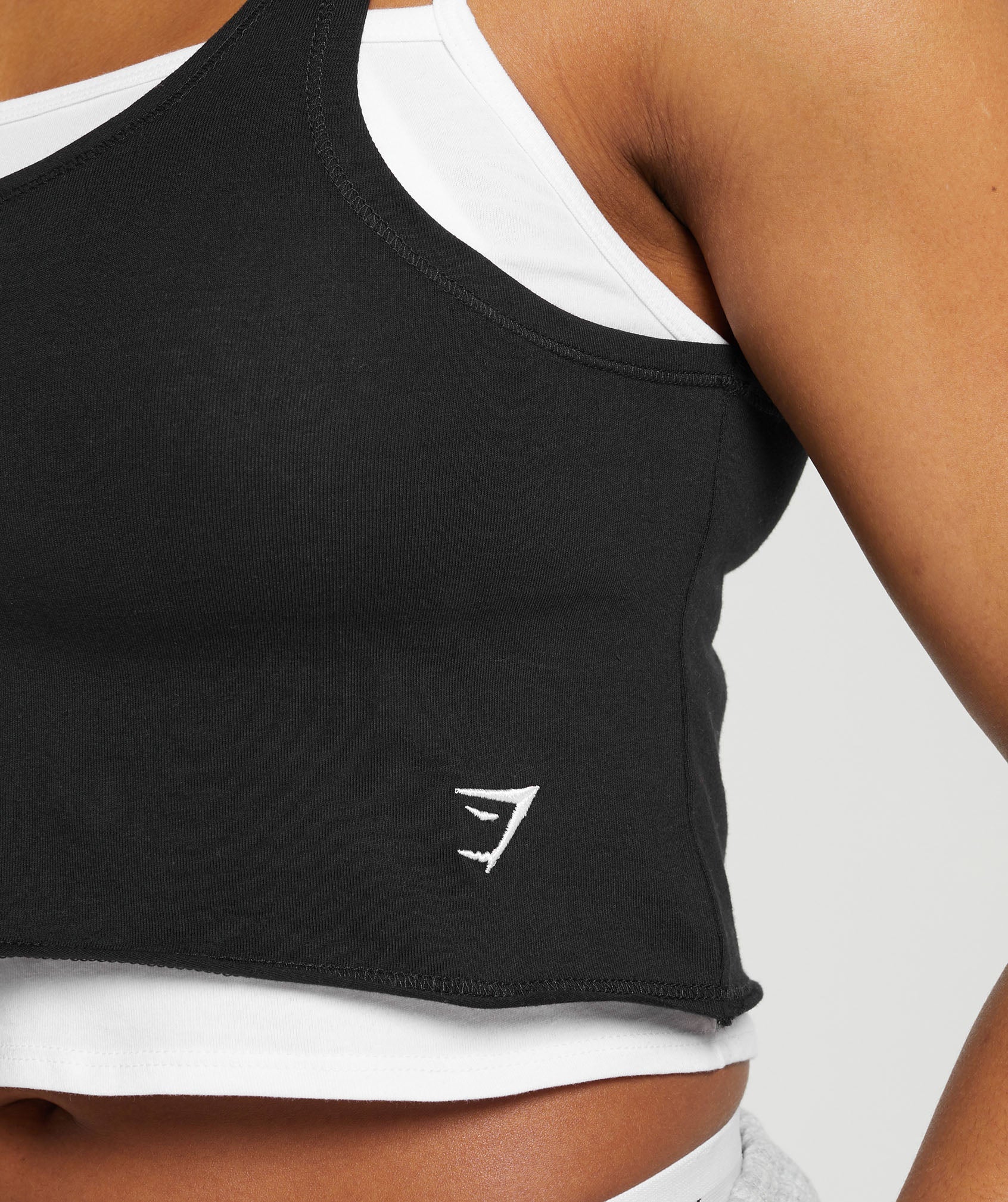 Lifting 2 In 1 Crop Tank in White/Black - view 5