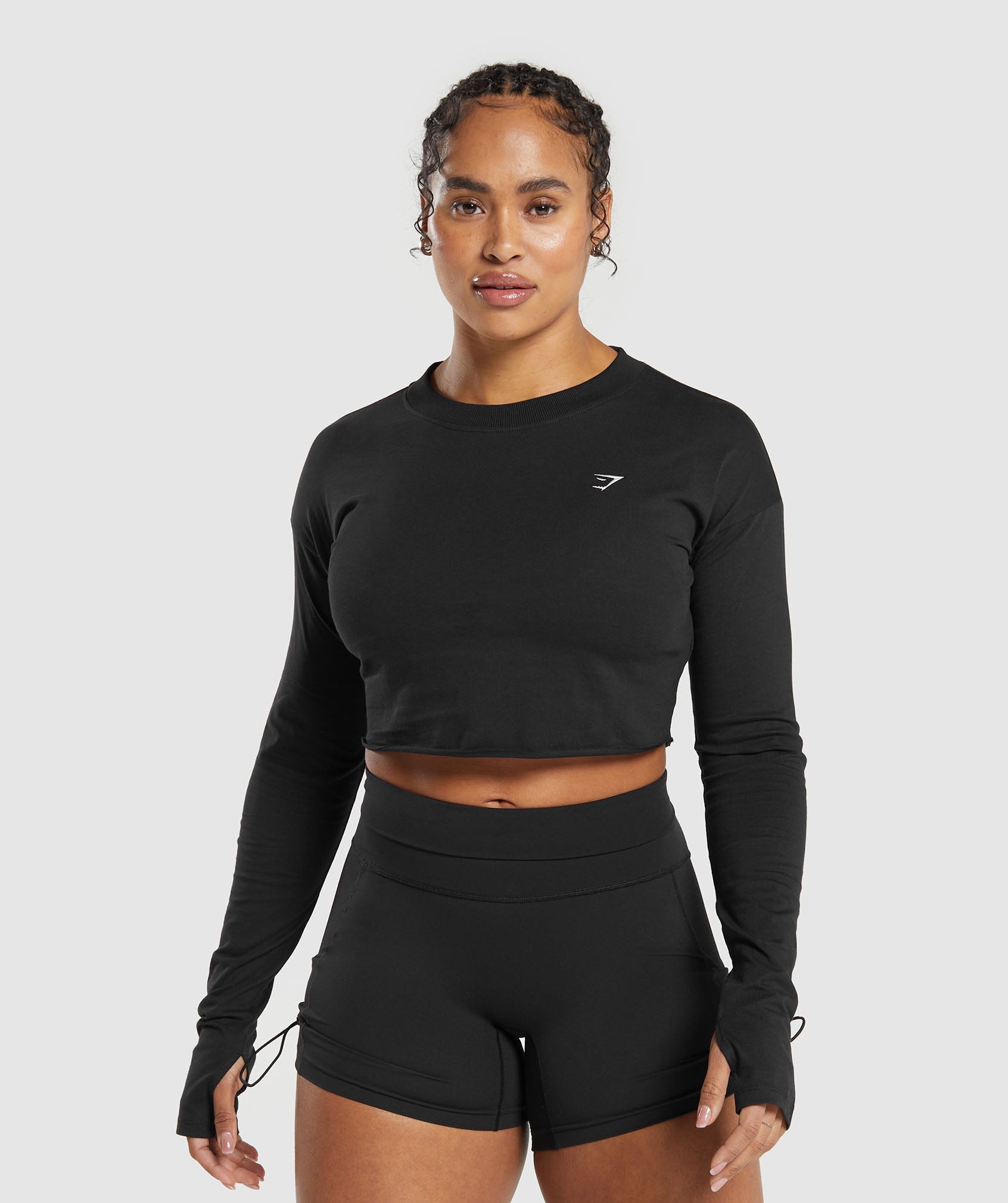 Lifting Long Sleeve Crop Top in Black