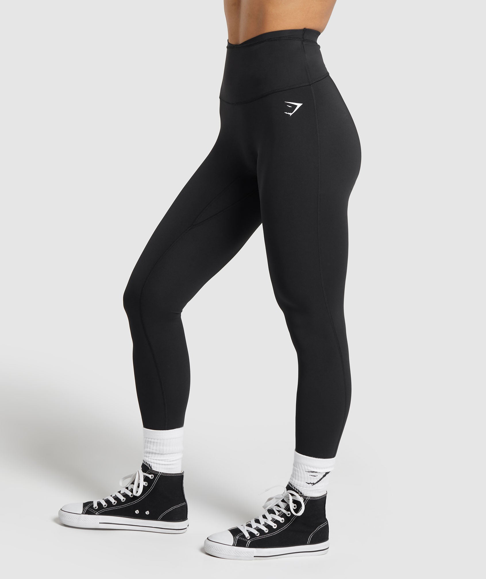 Mesh Waistband Leggings in Black - view 3