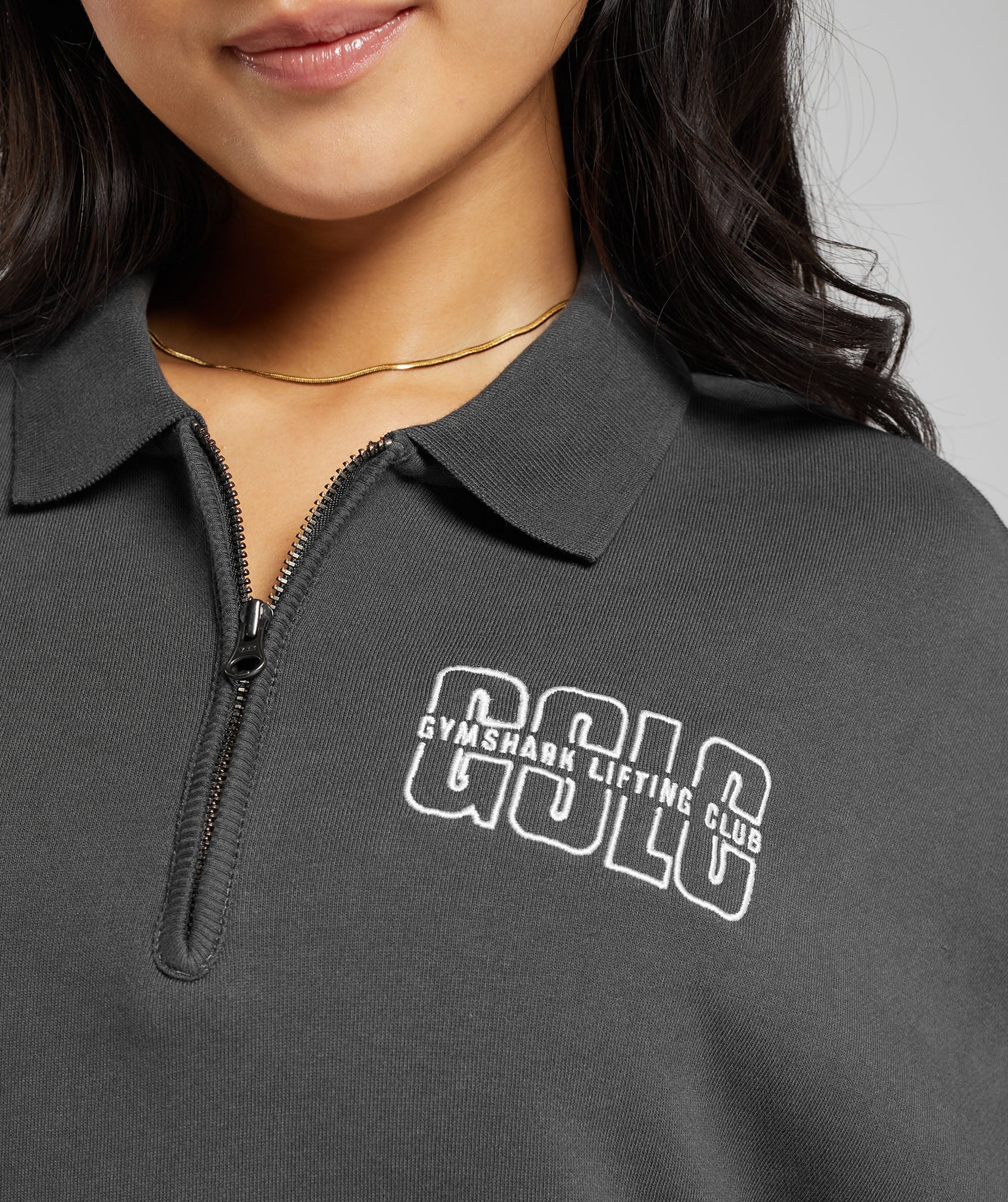 Outline Graphic Oversized 1/4 Zip Pullover in Asphalt Grey - view 5