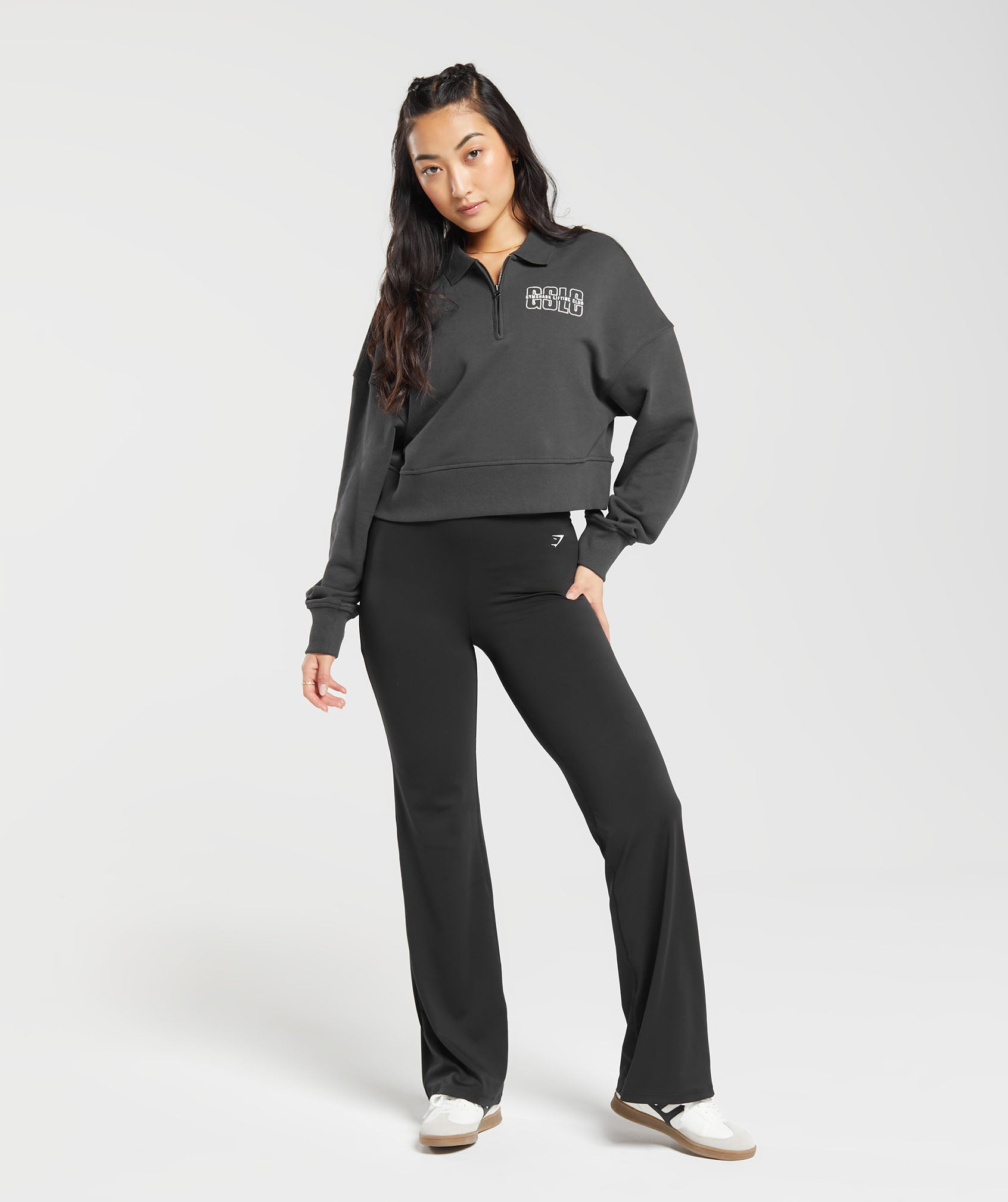 Outline Graphic Oversized 1/4 Zip Pullover in Asphalt Grey - view 4