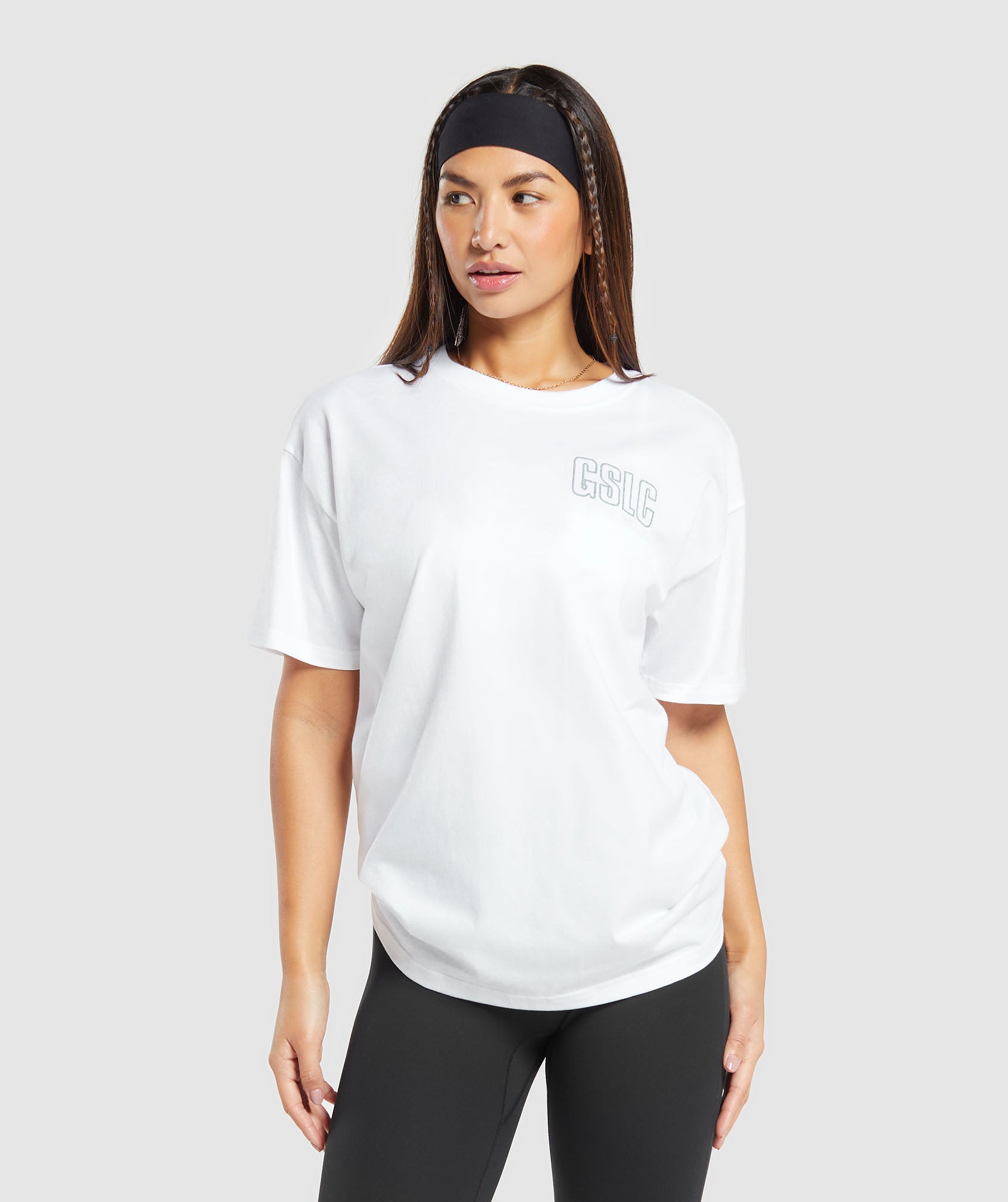 Outline Graphic Oversized T-Shirt in White - view 1