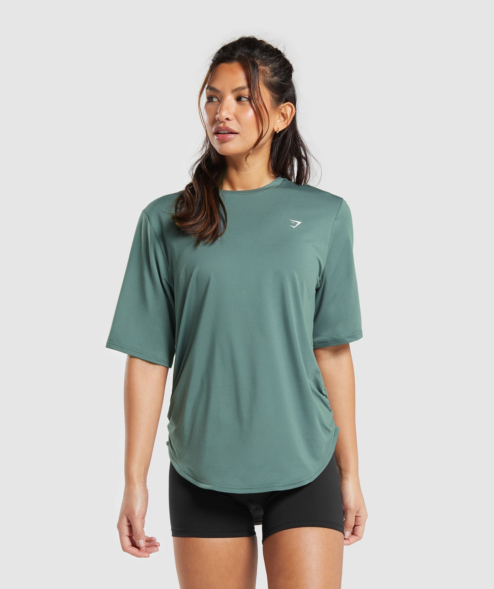 Oversized Ruched T-Shirt in Cargo Teal