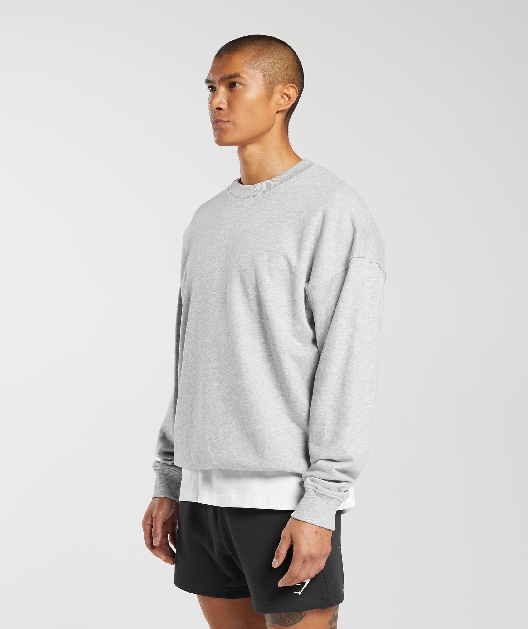 Rest Day Essential Crew in Light Grey Core Marl - view 3