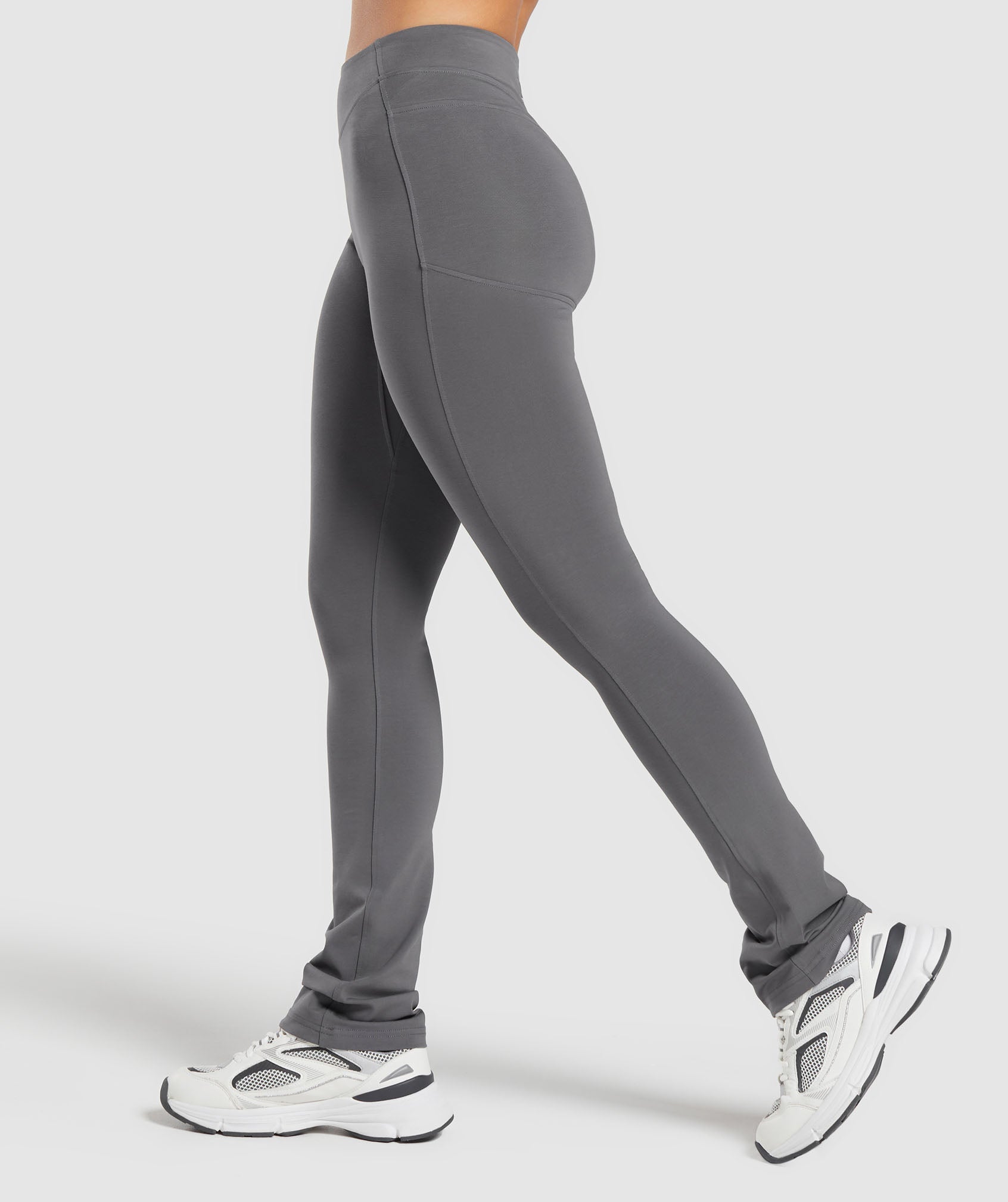 Rest Day Boot Cut Cotton Leggings in Brushed Grey - view 3