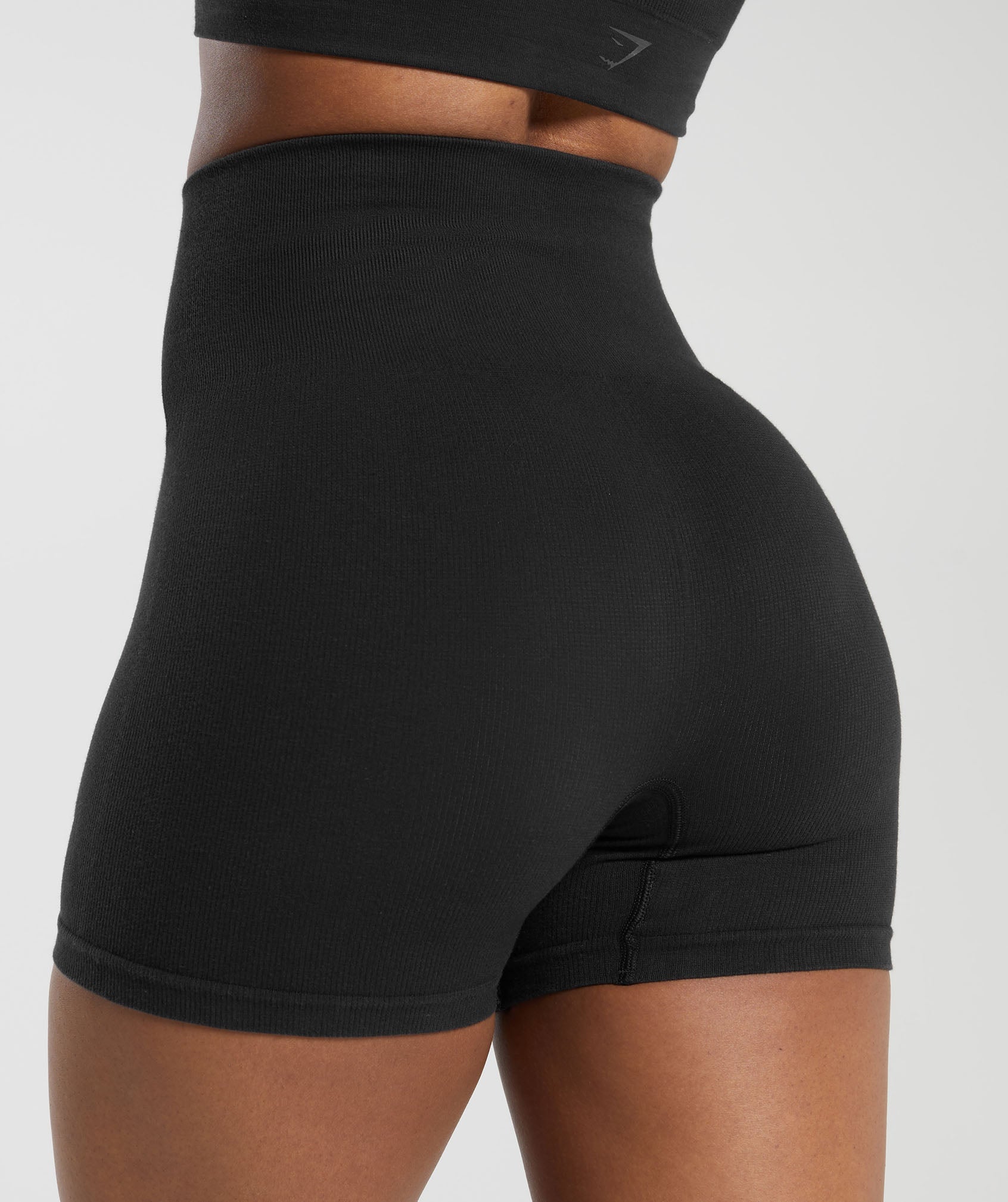 Ribbed Cotton Seamless Shorts in Black - view 5