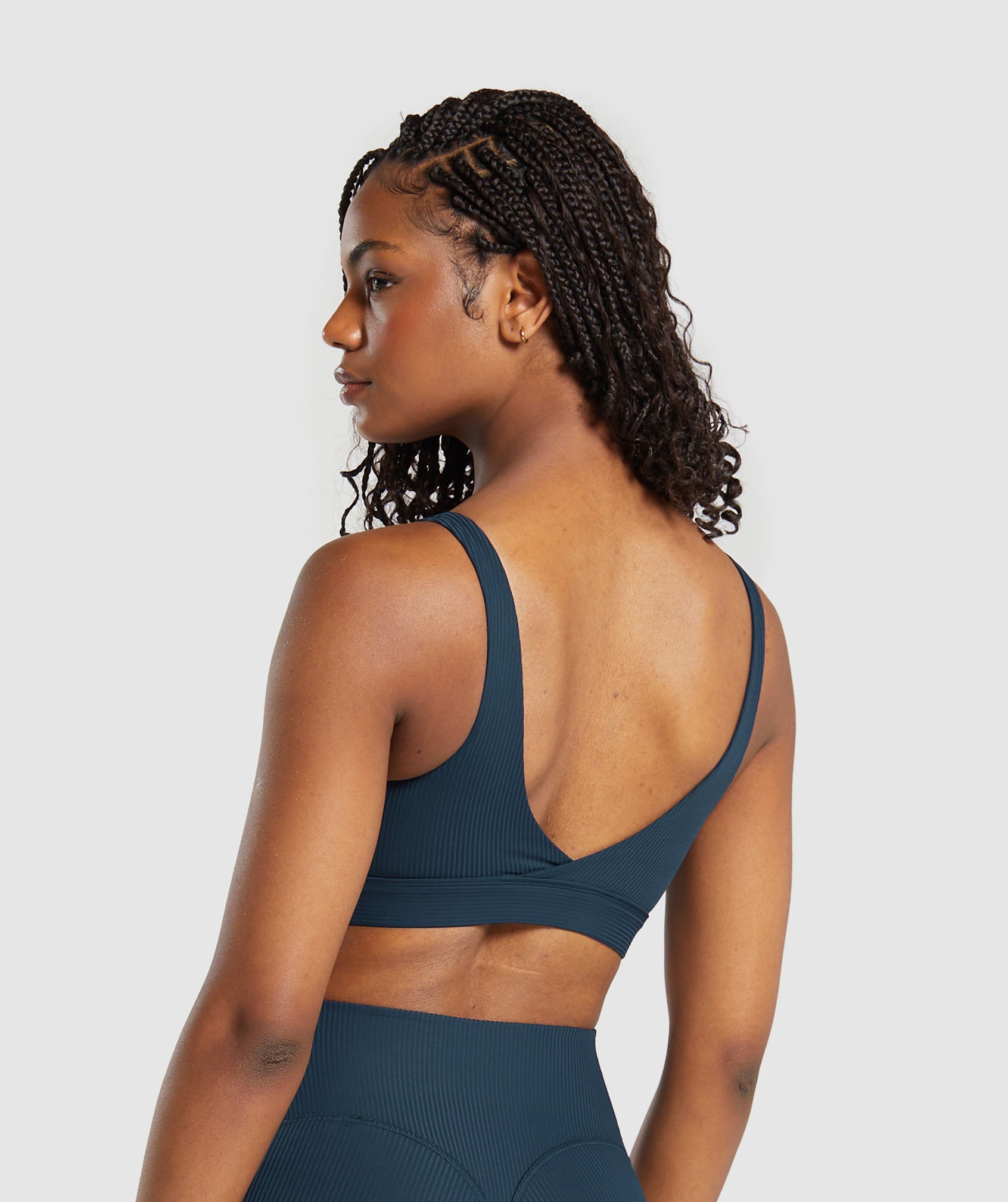 Ribbed Sports Bra in Navy - view 2