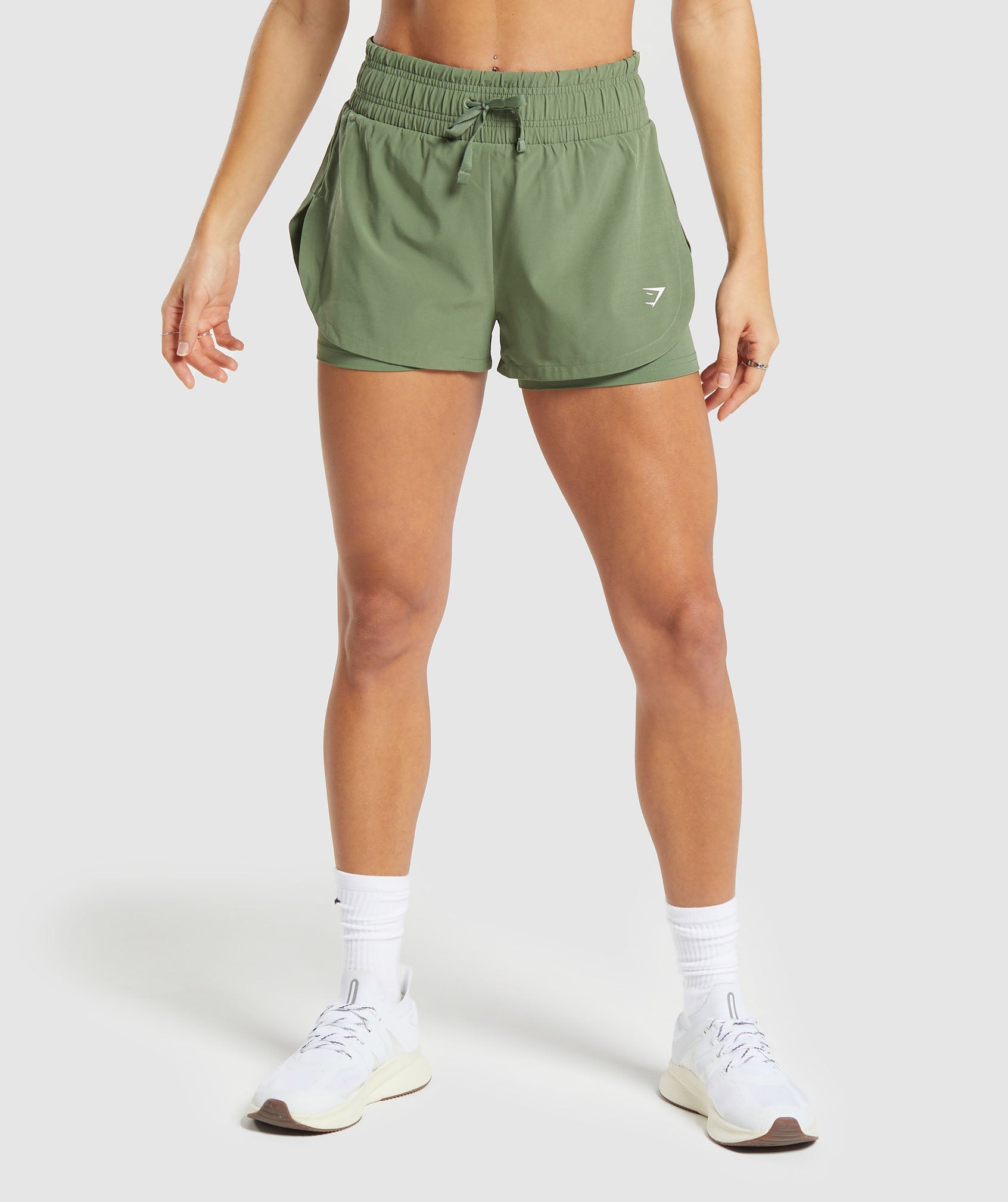 Running 2 In 1 Shorts- Black in Force Green