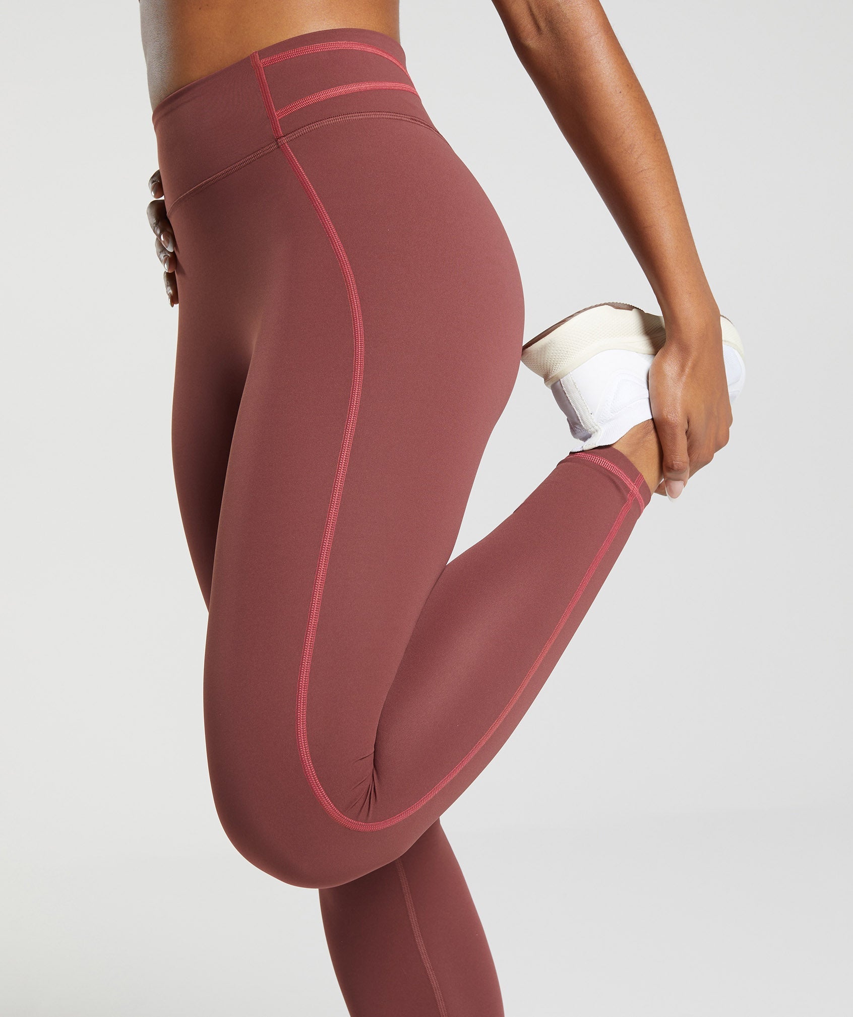 Stitch Feature Leggings in Burgundy Brown - view 6
