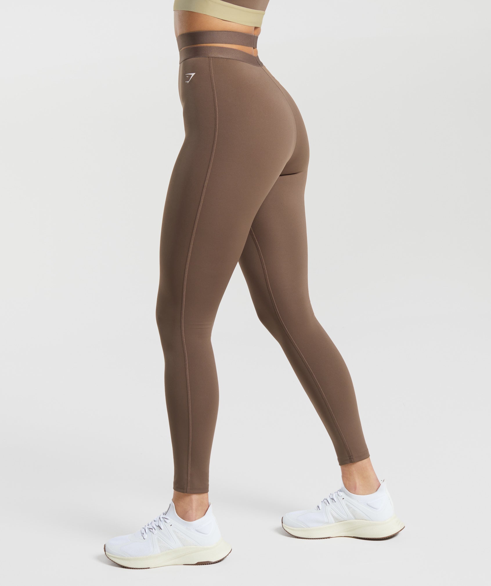 Strappy Waistband Leggings in Soft Brown - view 3