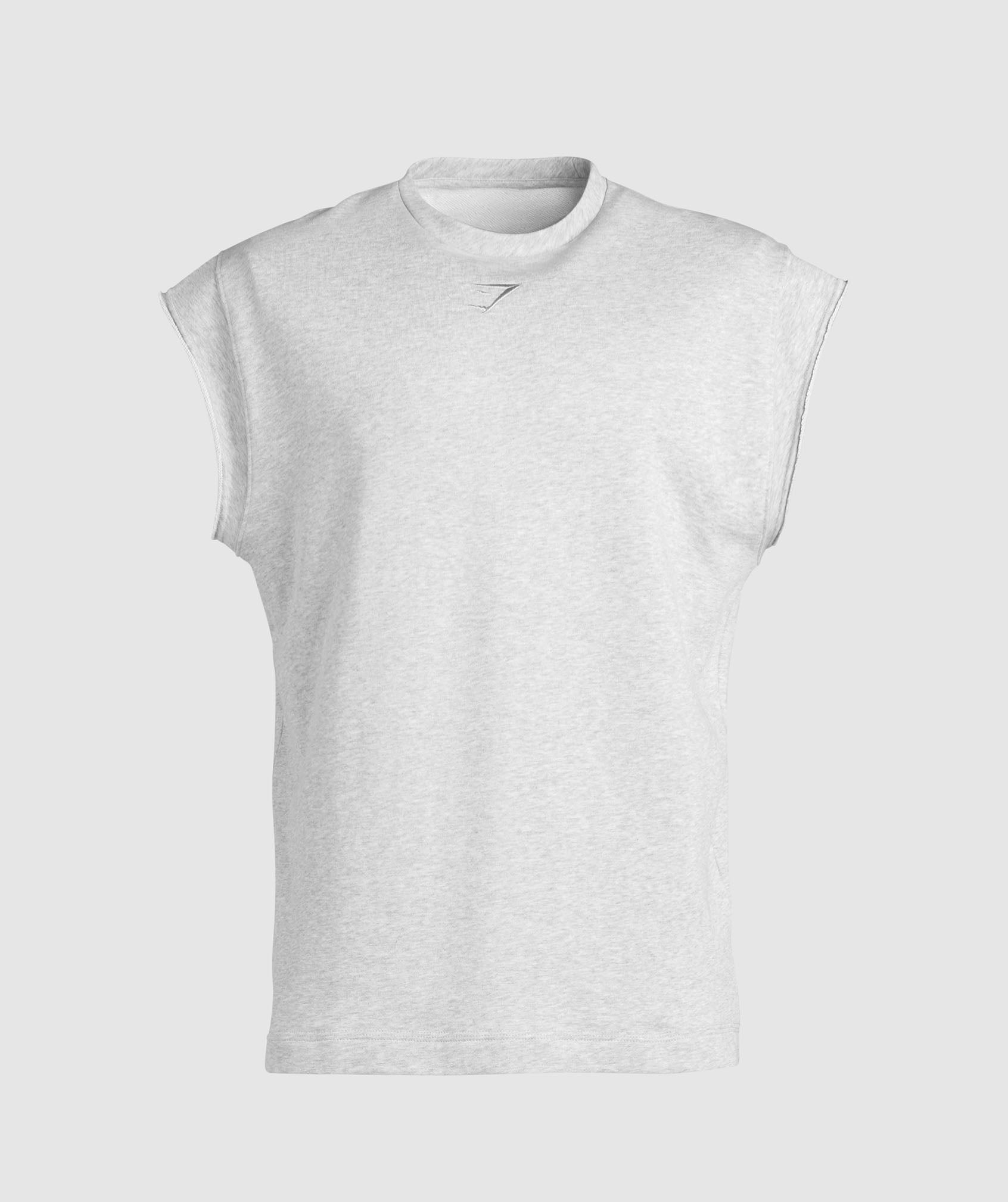 Super Natural Cut Off T-Shirt in Light Grey Core Marl - view 7