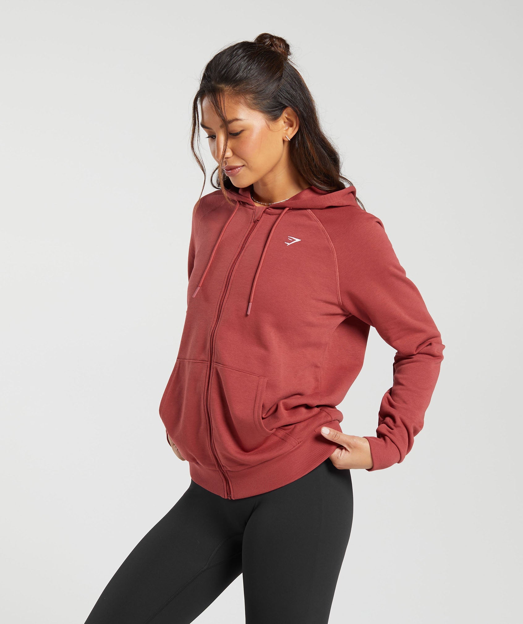 Training Zip Hoodie in Rust Red - view 3