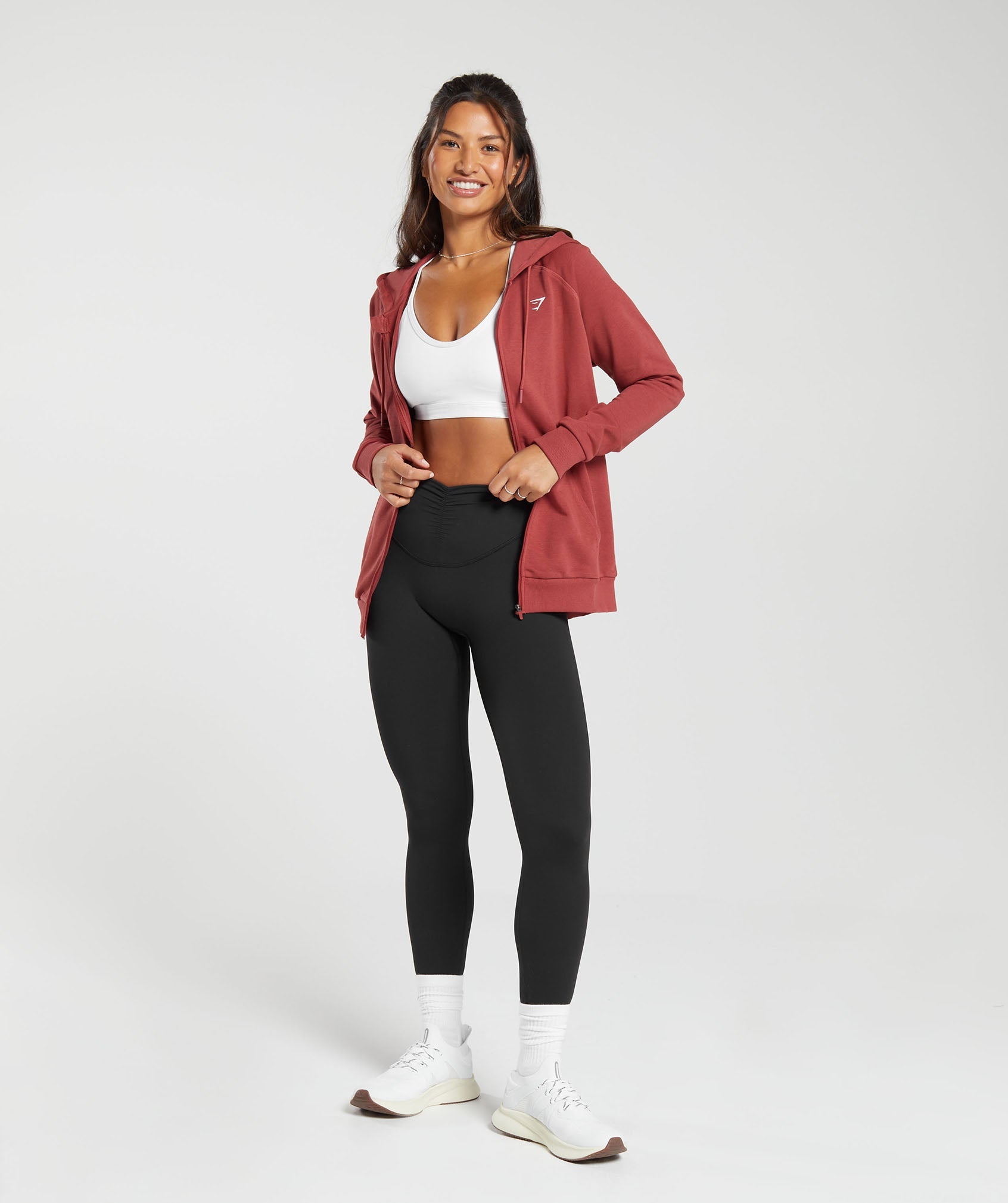 Training Zip Hoodie in Rust Red - view 4