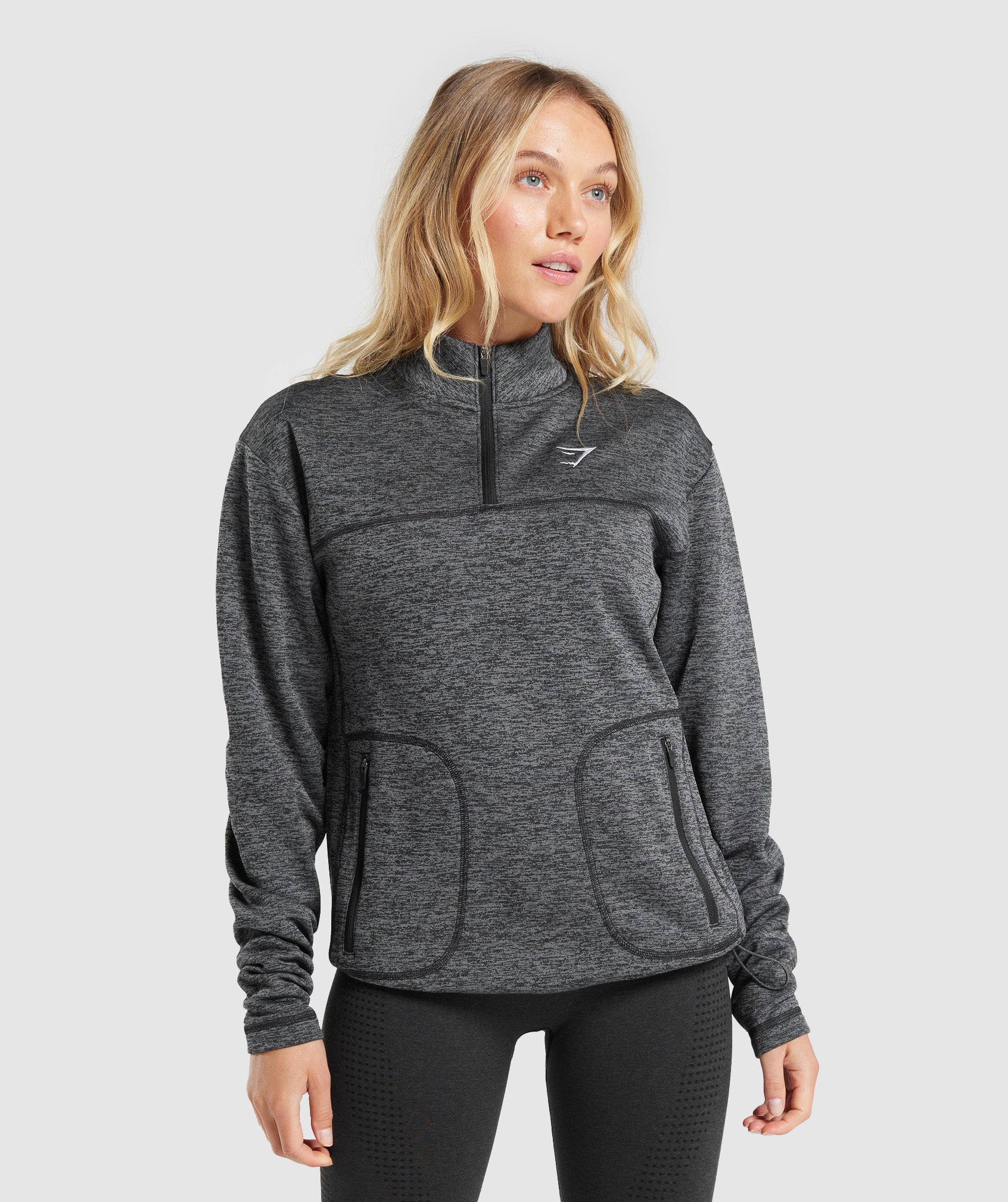 Thermal Fleece 1/4 Zip Pullover in Black/Pitch Grey