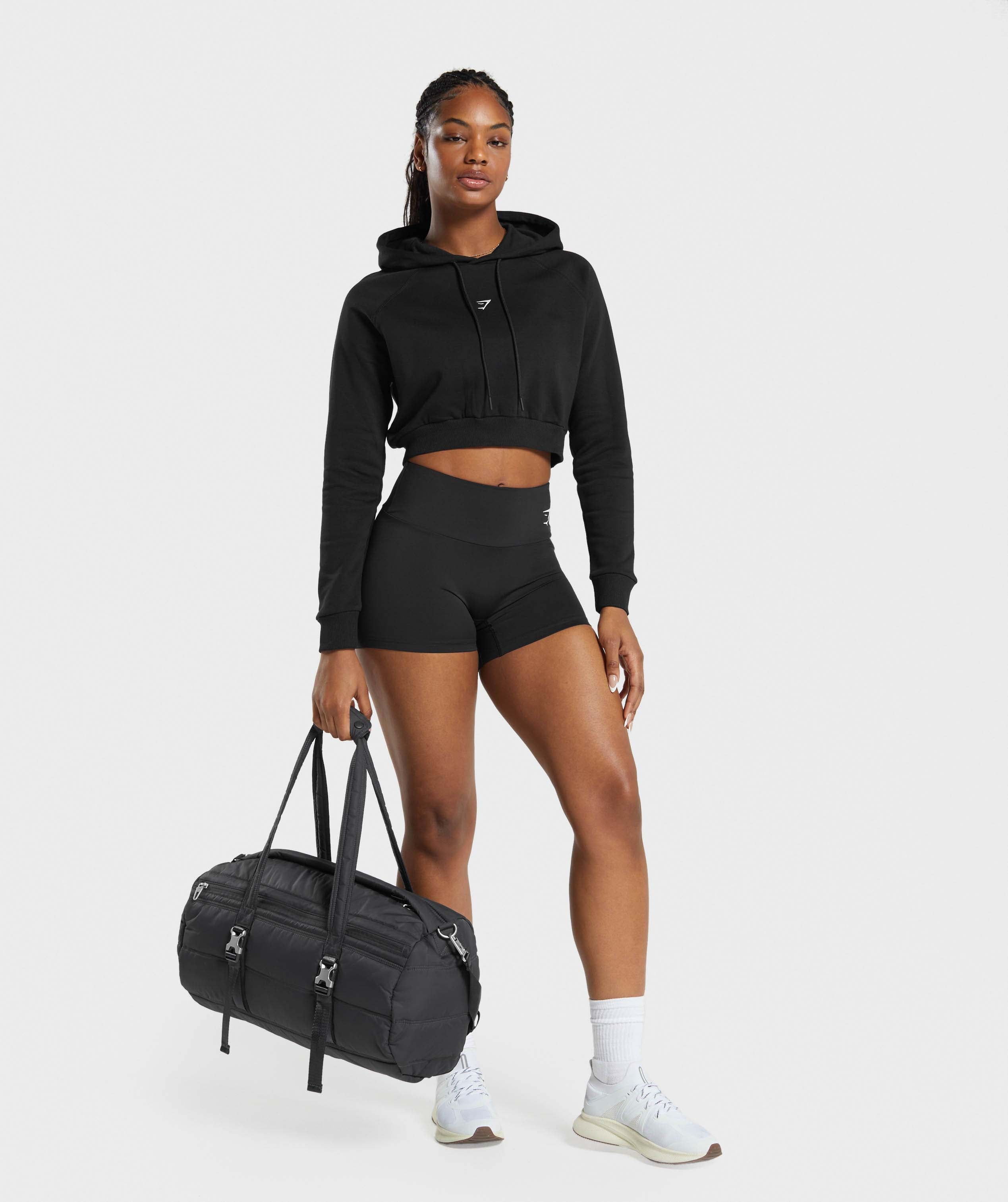 Training Fleece Cropped Hoodie in Black - view 4