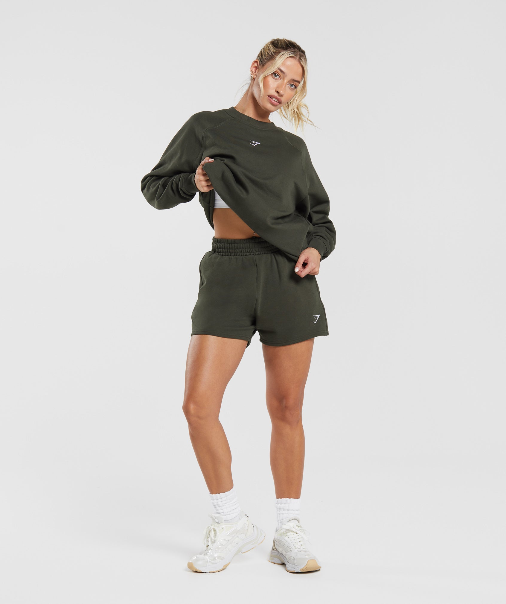 Training Oversized Fleece Sweatshirt in Deep Olive Green - view 3