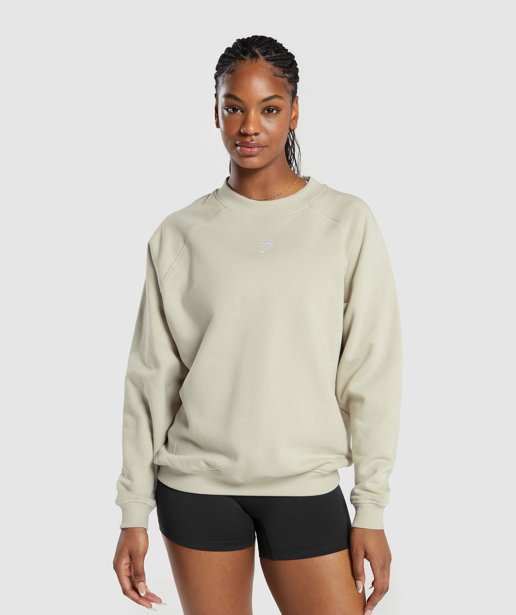 Training Oversized Fleece Sweatshirt in Pebble Grey