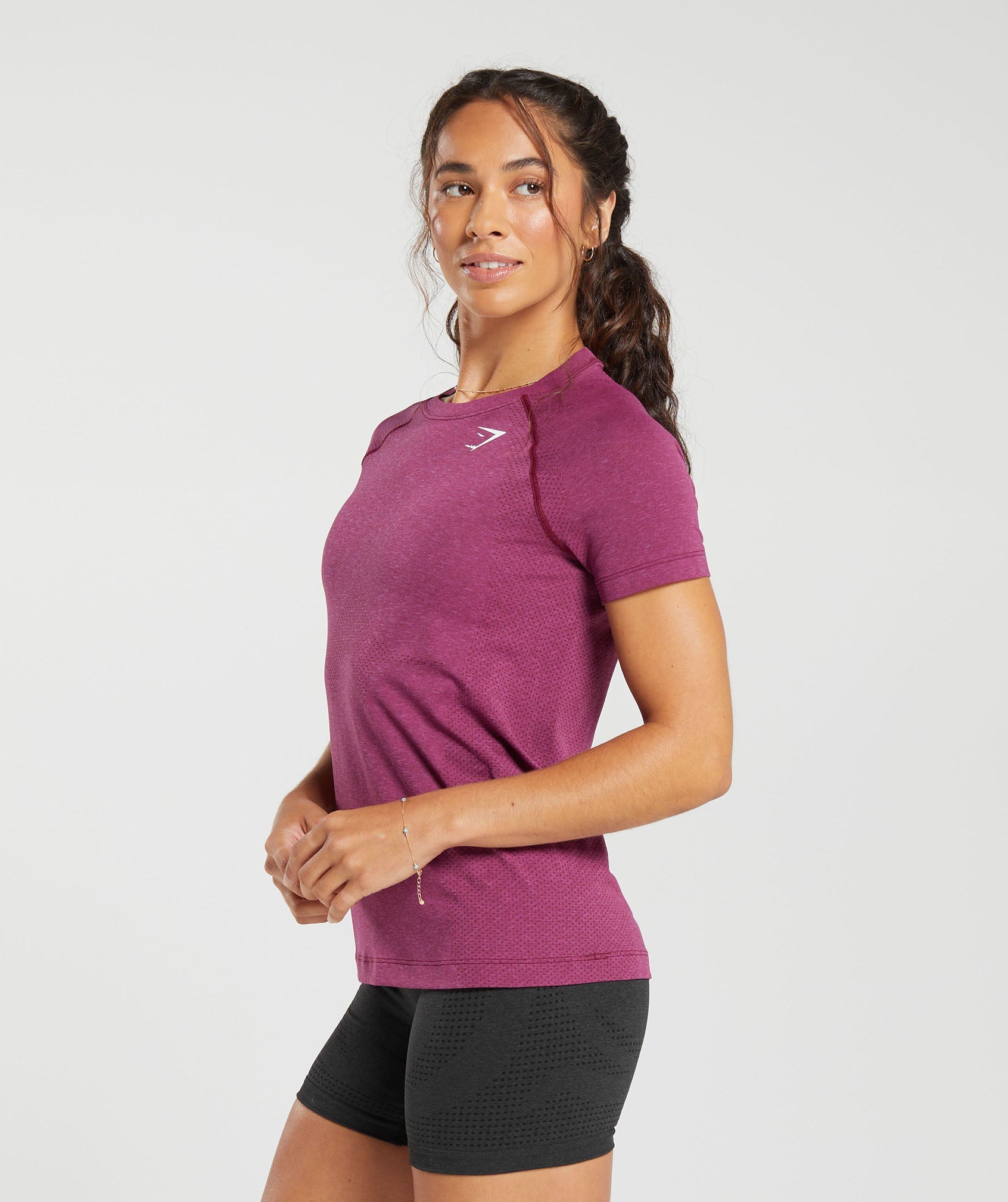 Vital Seamless  2.0 Light T Shirt in Plum Pink Marl - view 3