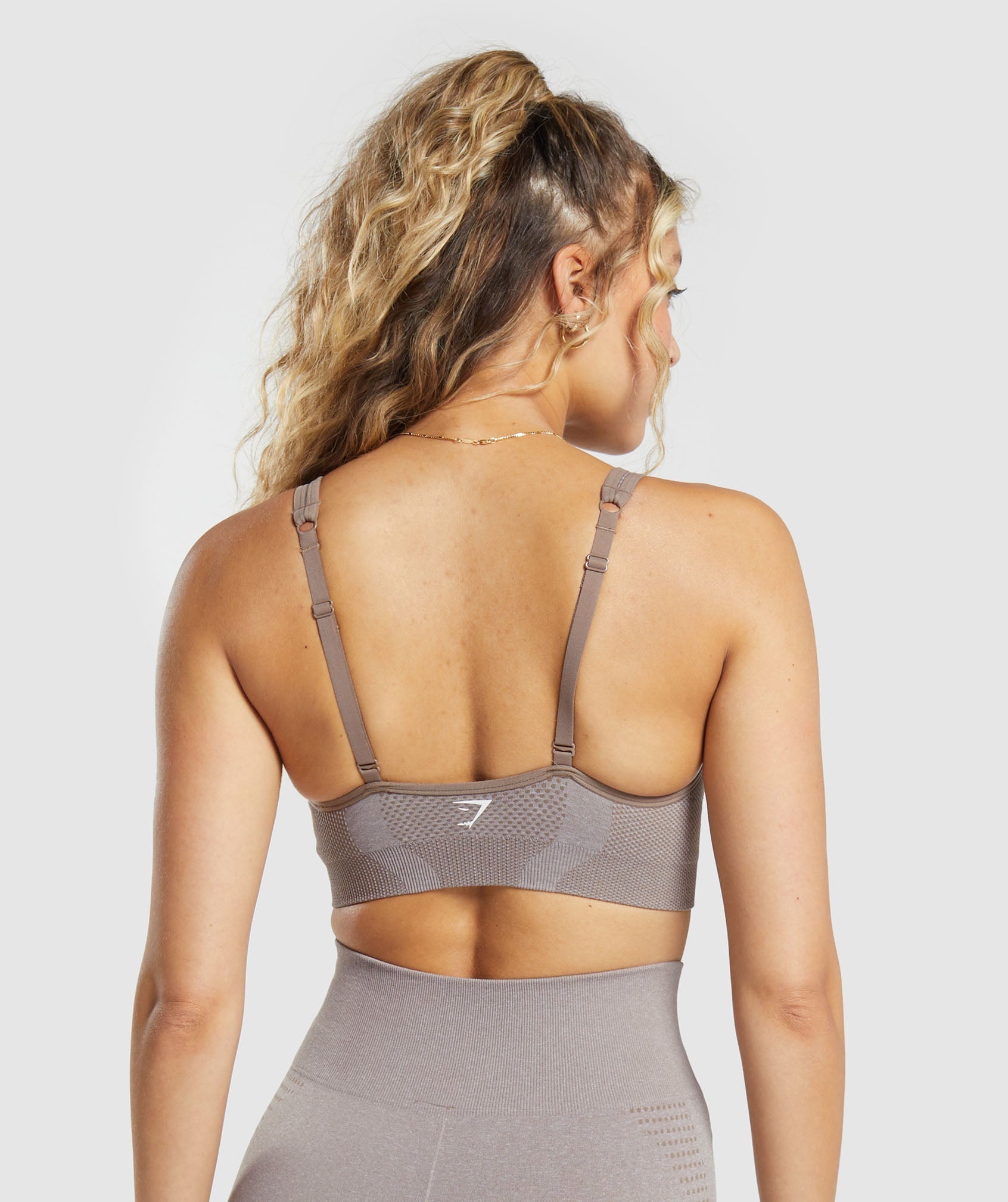 Vital Seamless V Neck Sports Bra in Warm Taupe Marl - view 2