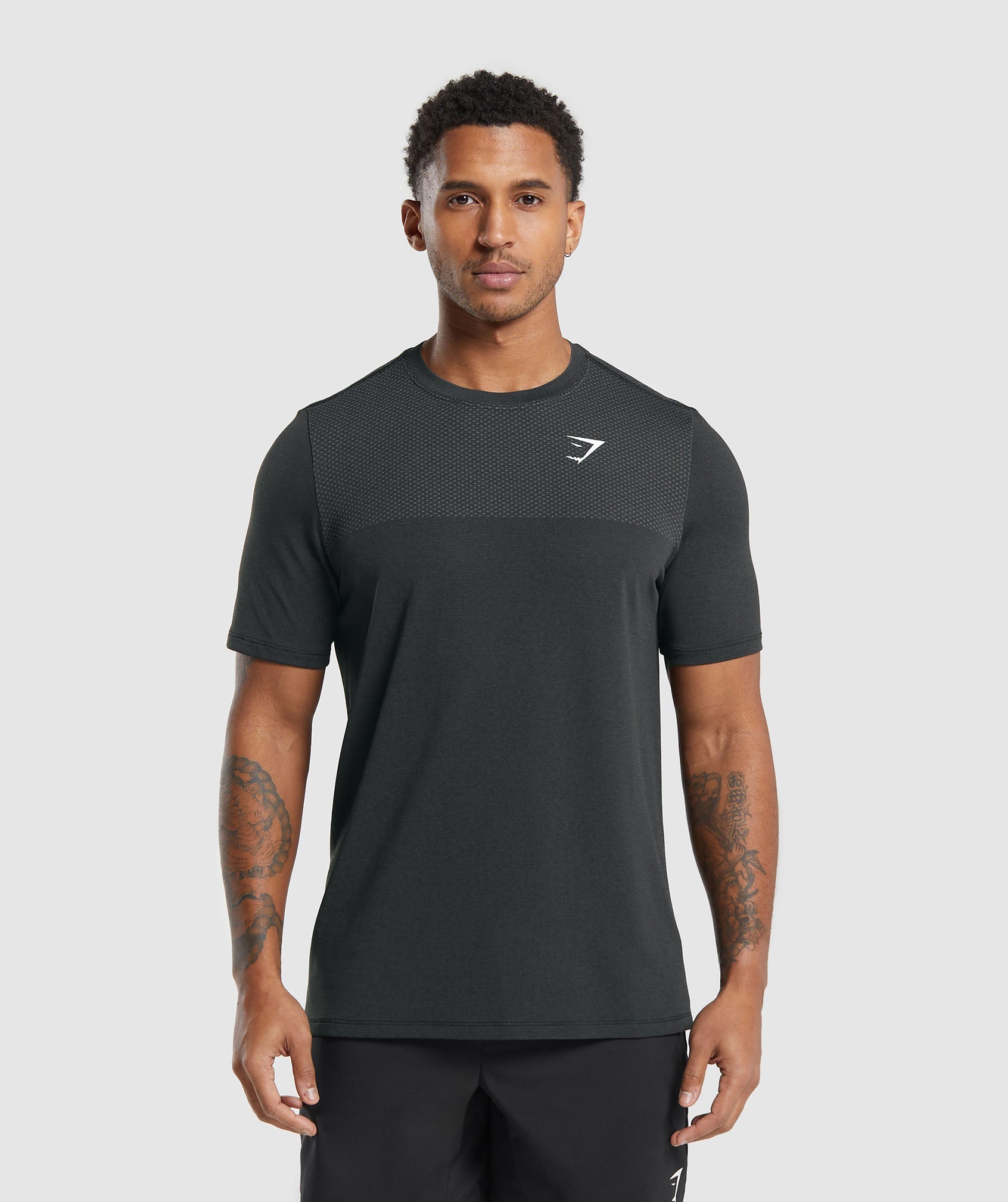 Vital Seamless T-Shirt in Black/Medium Grey Marl - view 1