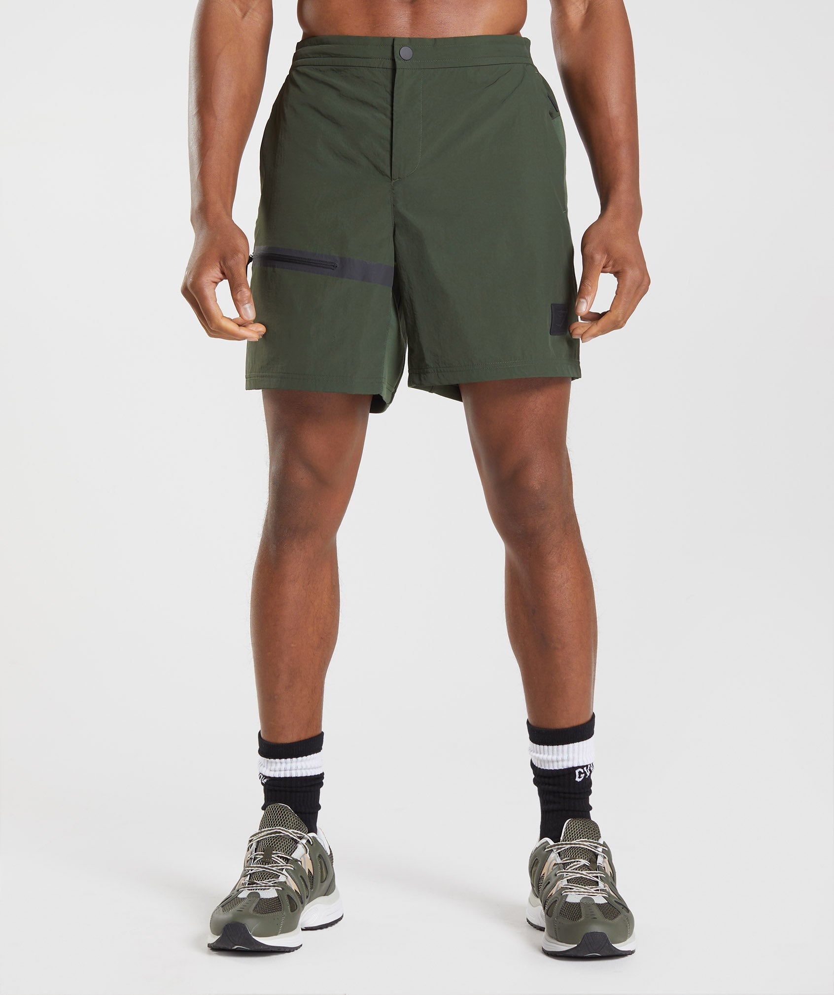 Retake Woven 7" Shorts in Moss Olive - view 1