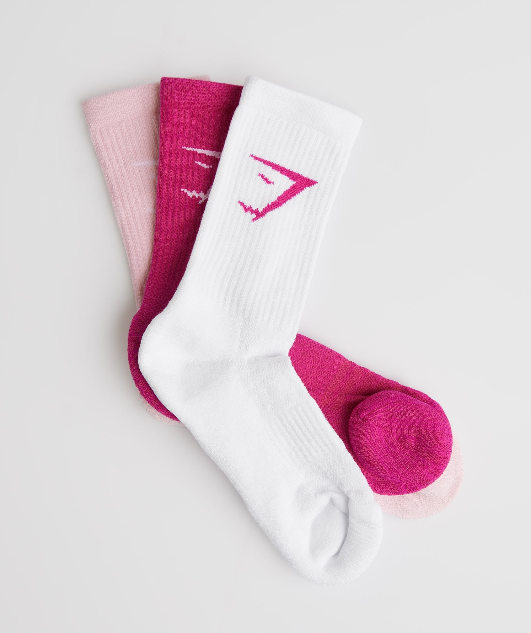Crew Socks 3pk in Magenta Pink/White/Sweet Pink - view 2