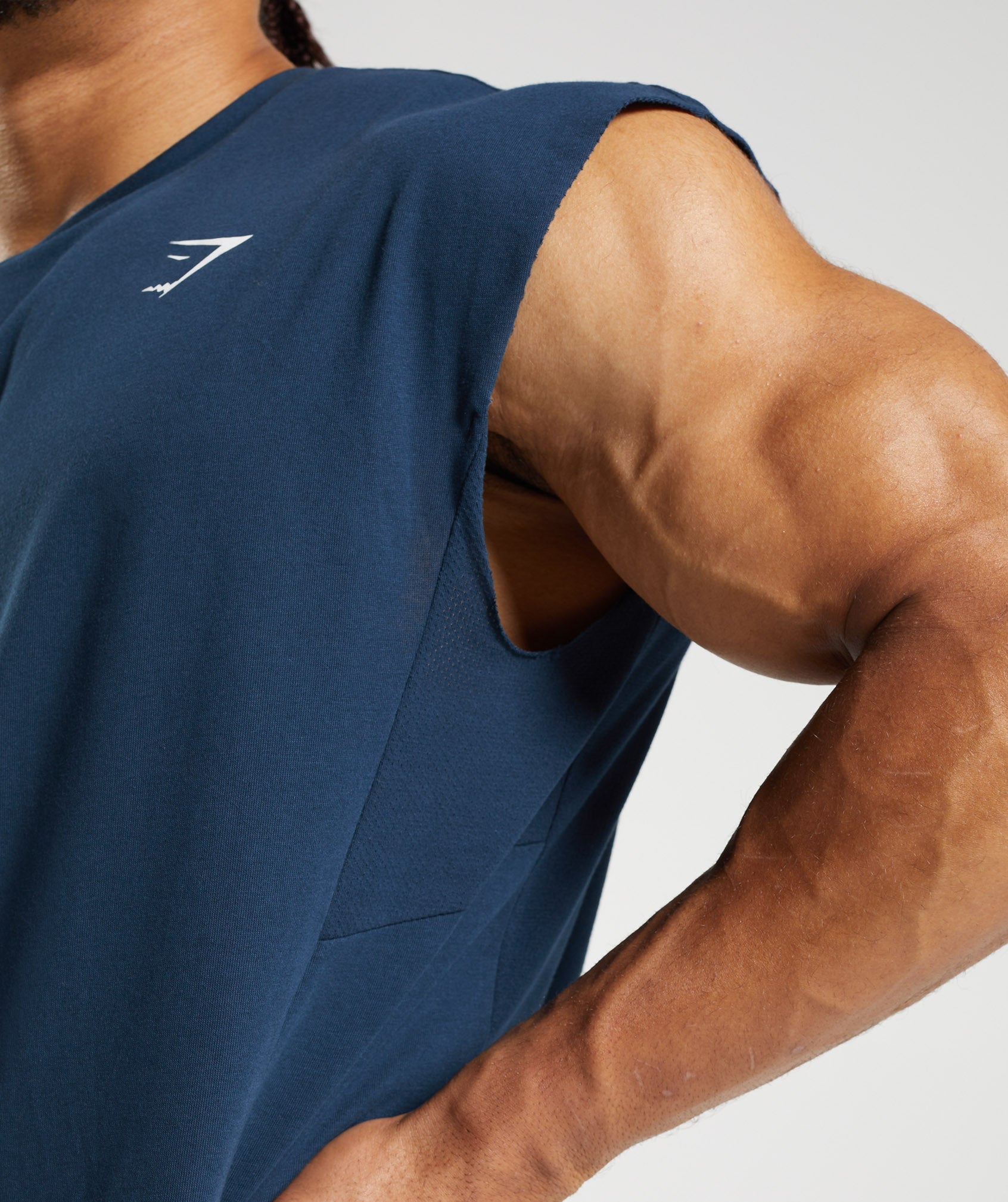 React Cut Off Tank in Navy