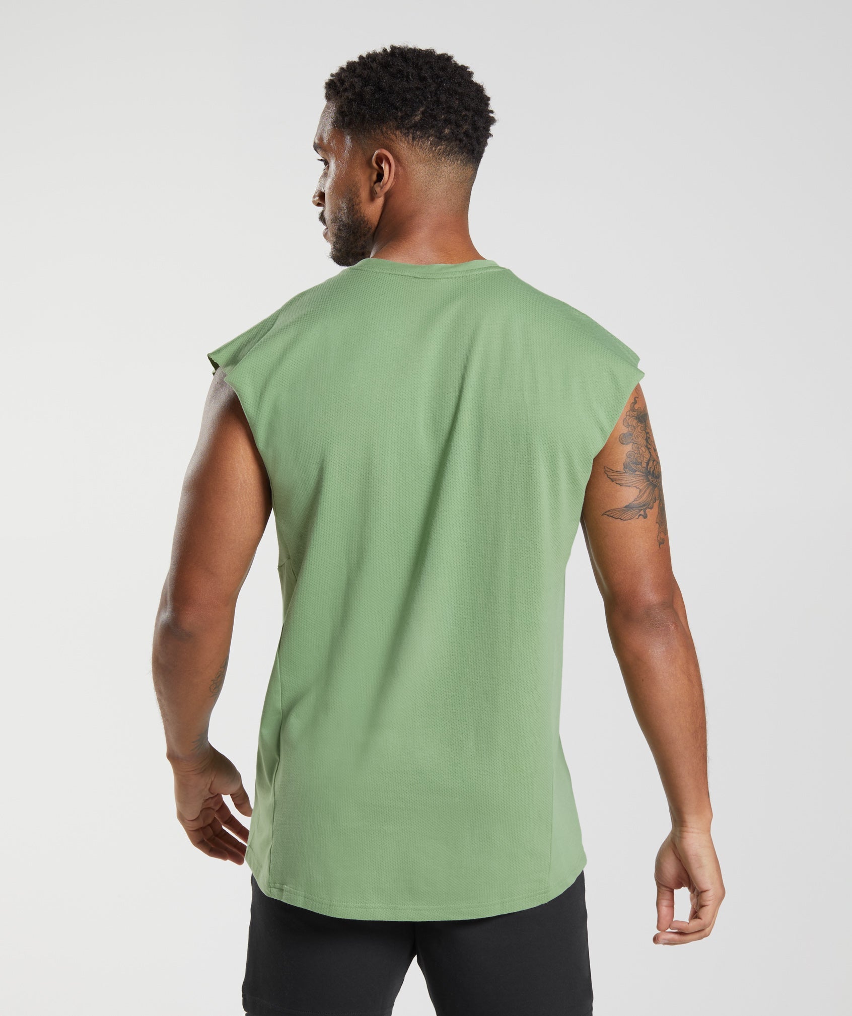 React Cut Off Tank in Tea Green