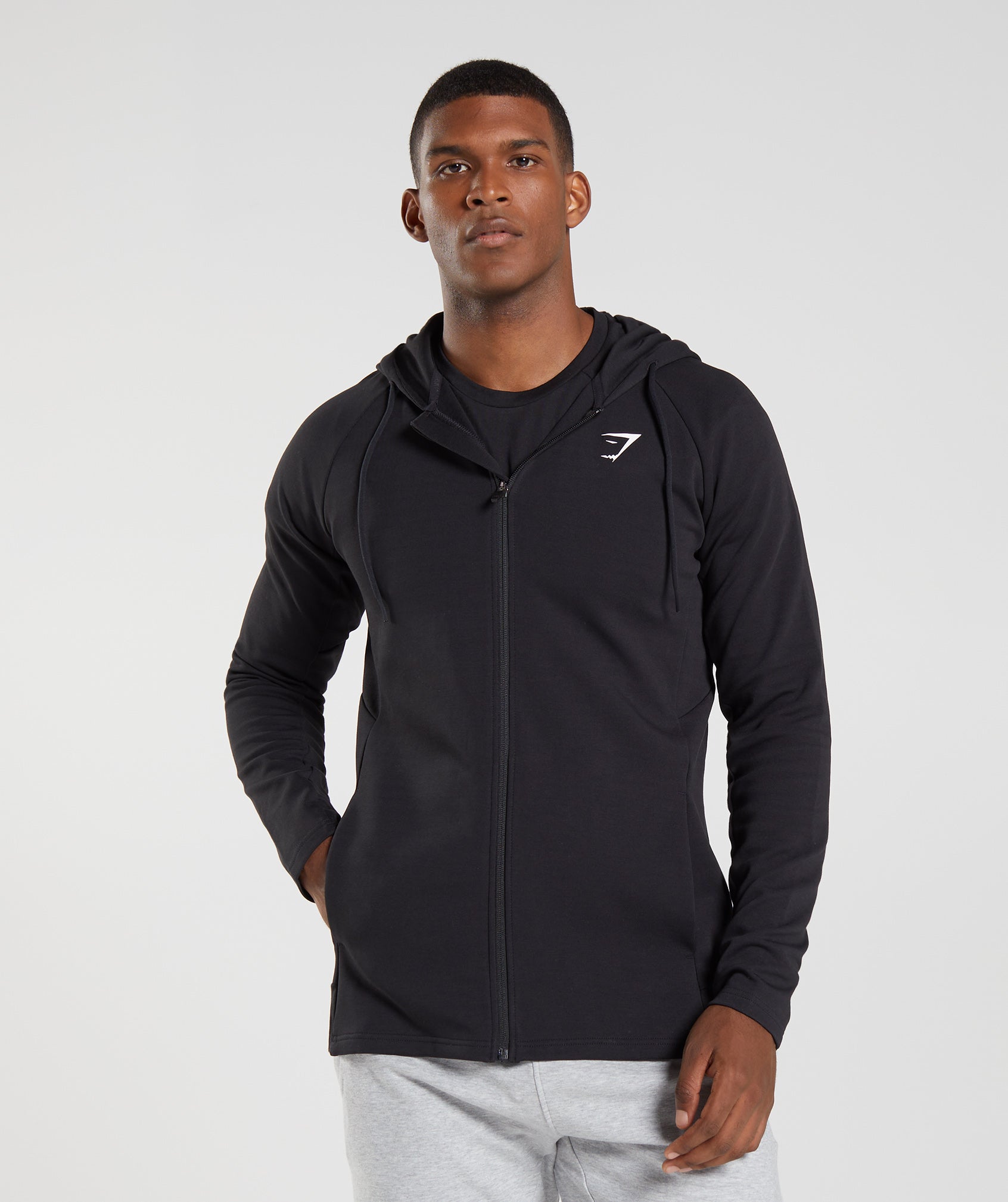 React Zip Hoodie in Black - view 1