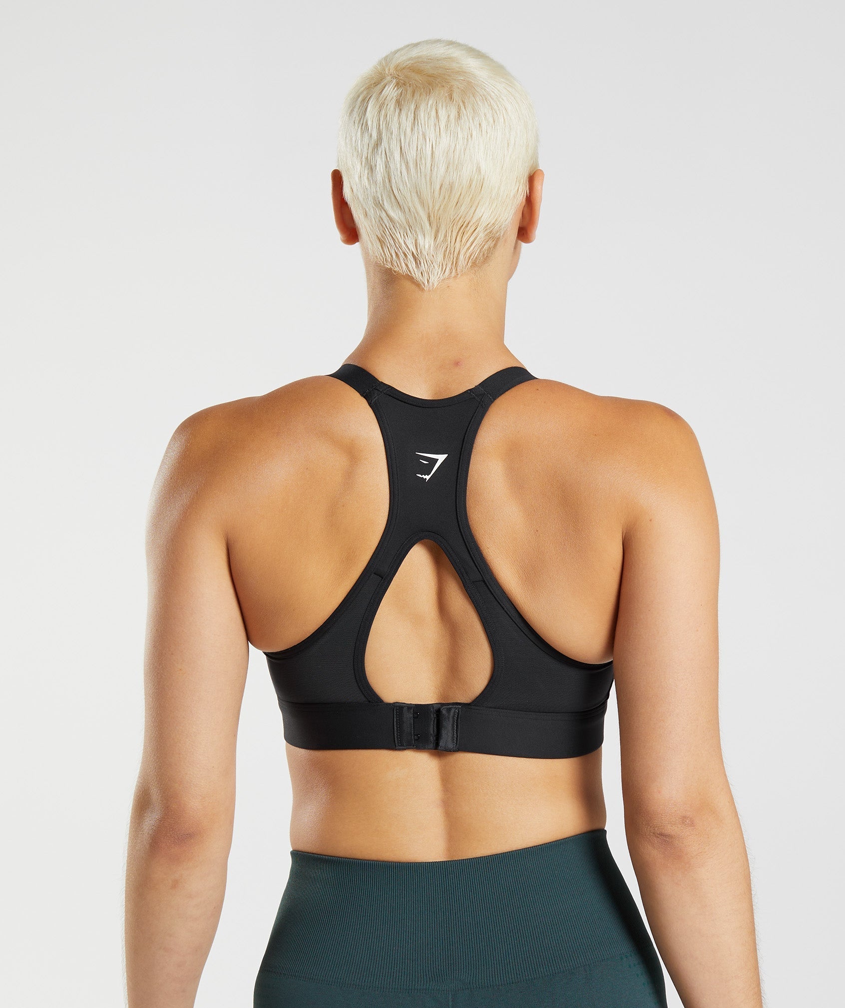 Cut Out Back High Support Sports Bra in Black