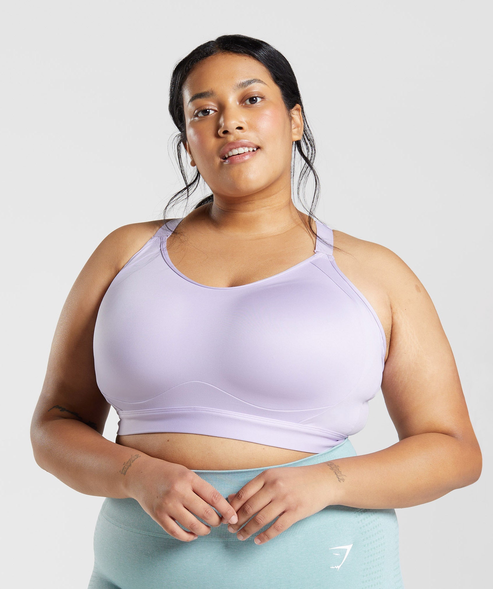 Cut Out Back High Support Sports Bra in Soft Lilac