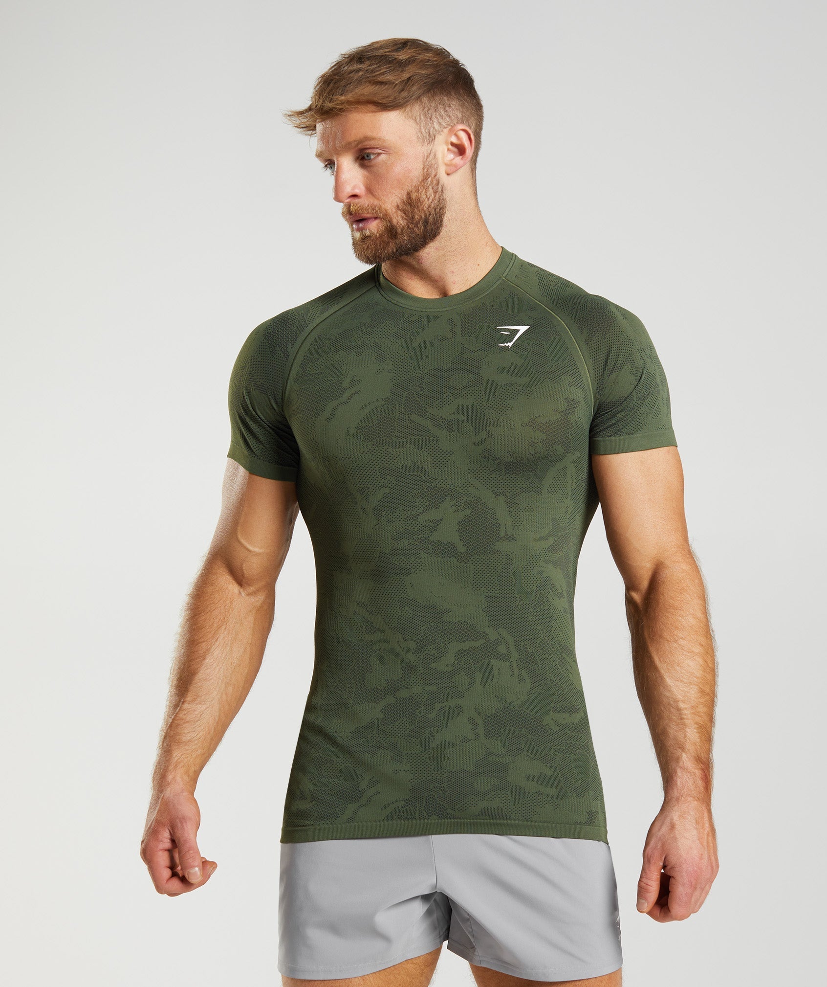 Geo Seamless T-Shirt in Core Olive/Black - view 1