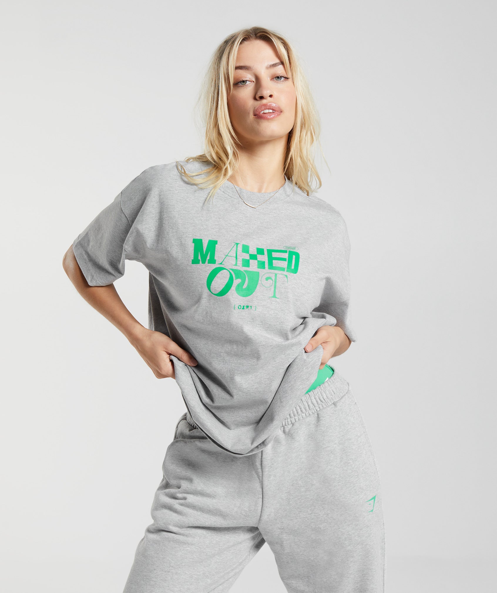 Maxed Out Oversized T-Shirt in Light Grey Marl - view 1