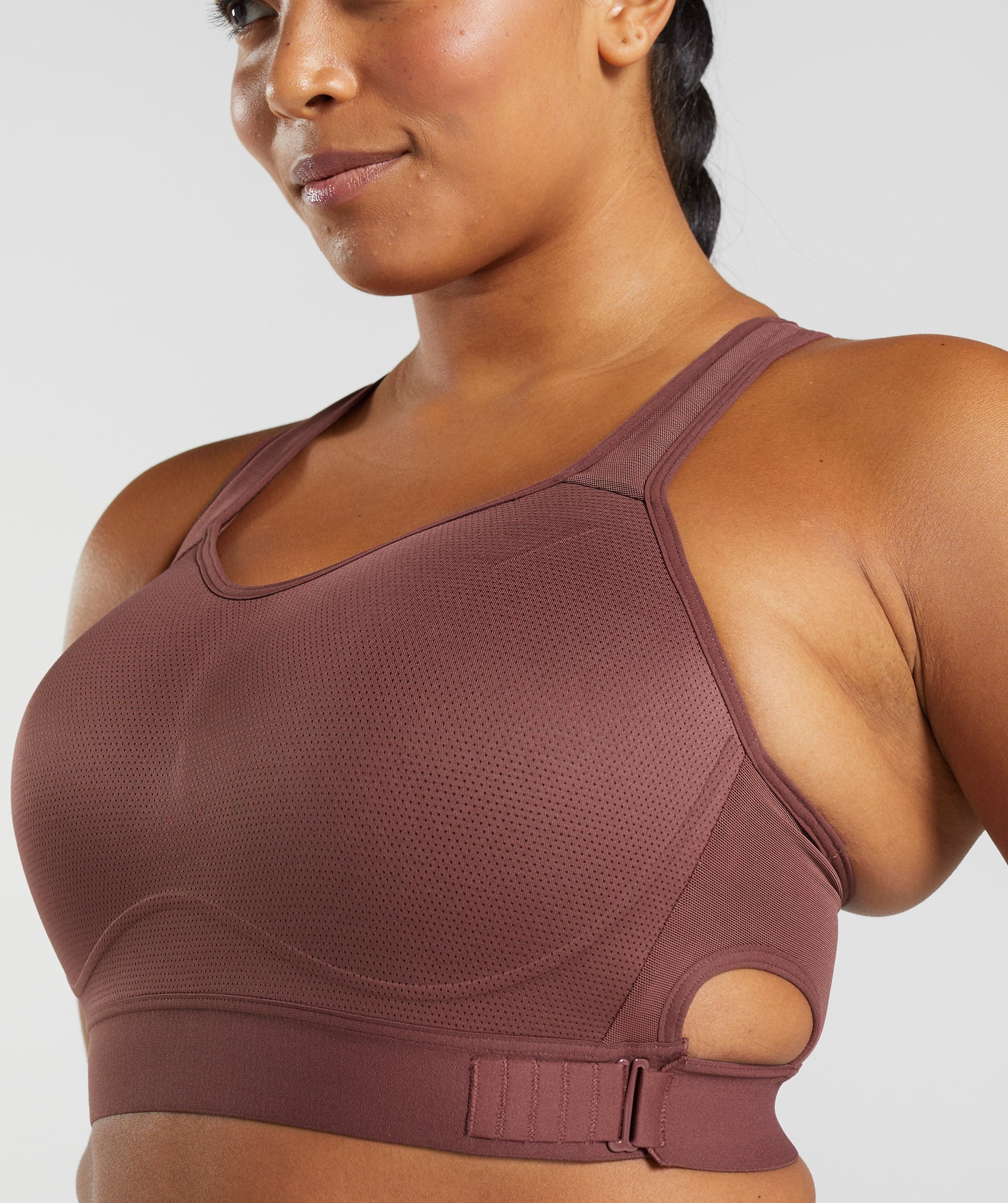 Racerback High Support Sports Bra in Cherry Brown