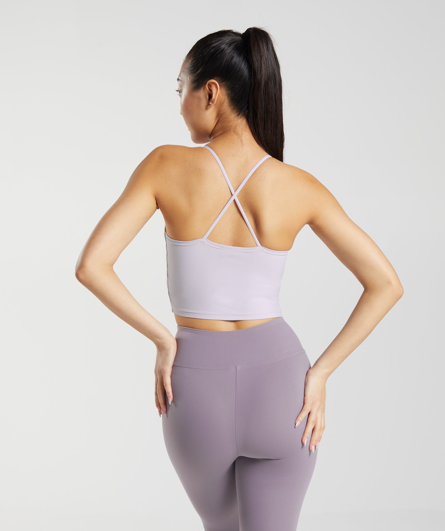 Strappy Crop Cami Tank in Iced Lilac - view 2