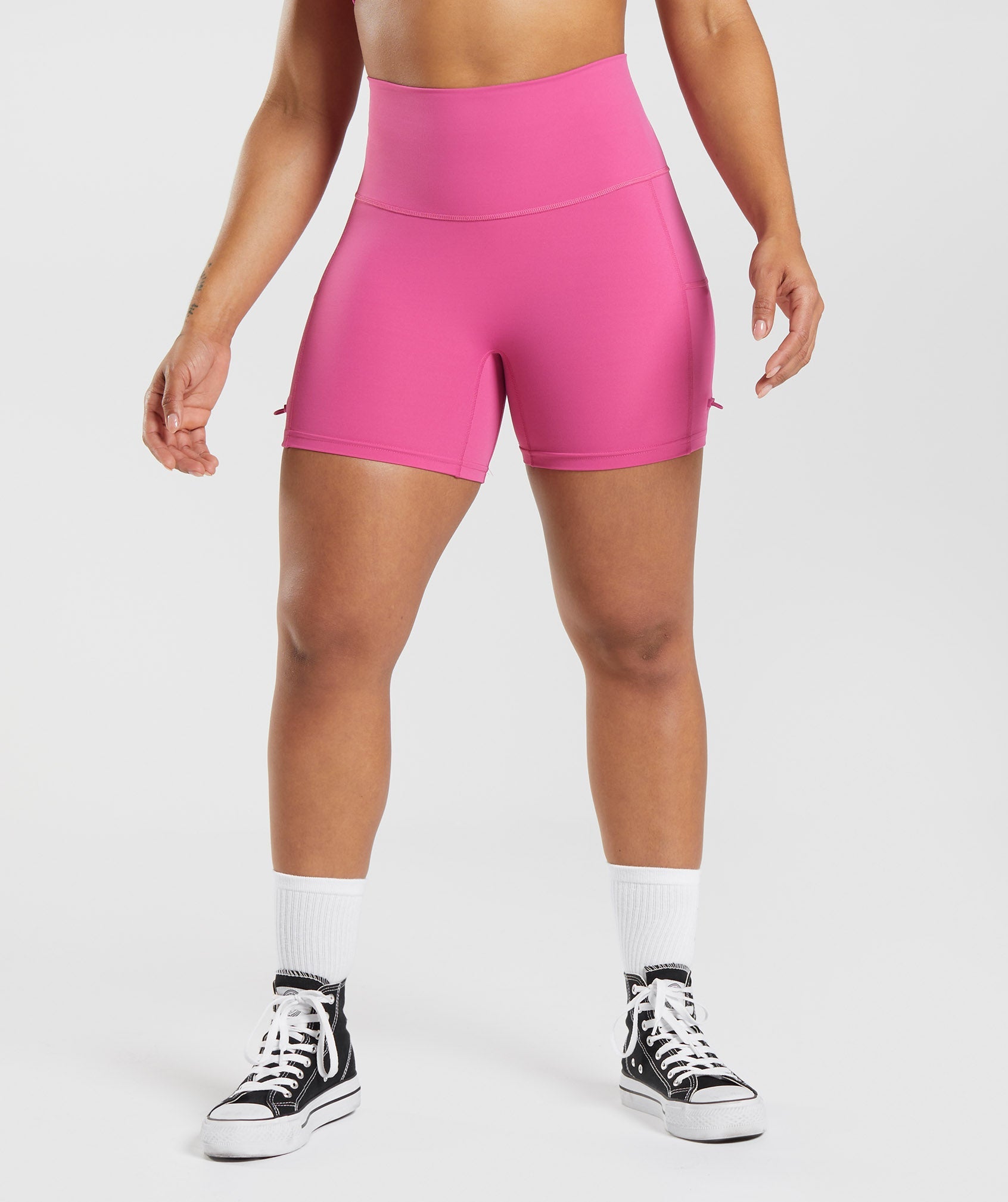 Legacy Ruched Tight Shorts in Deep Pink - view 1