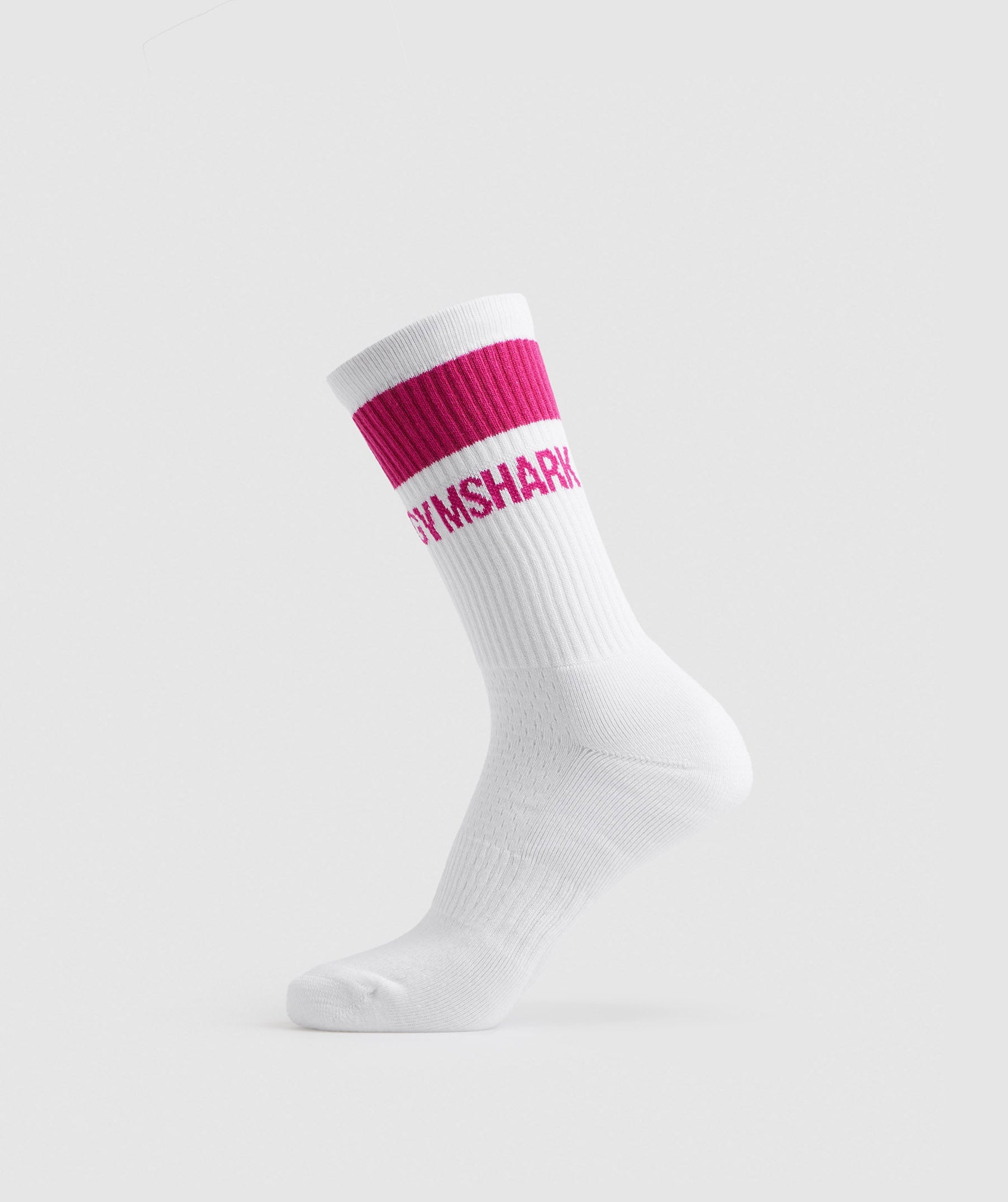 Premium Jacquard Single Socks in White/Magenta Pink - view 1
